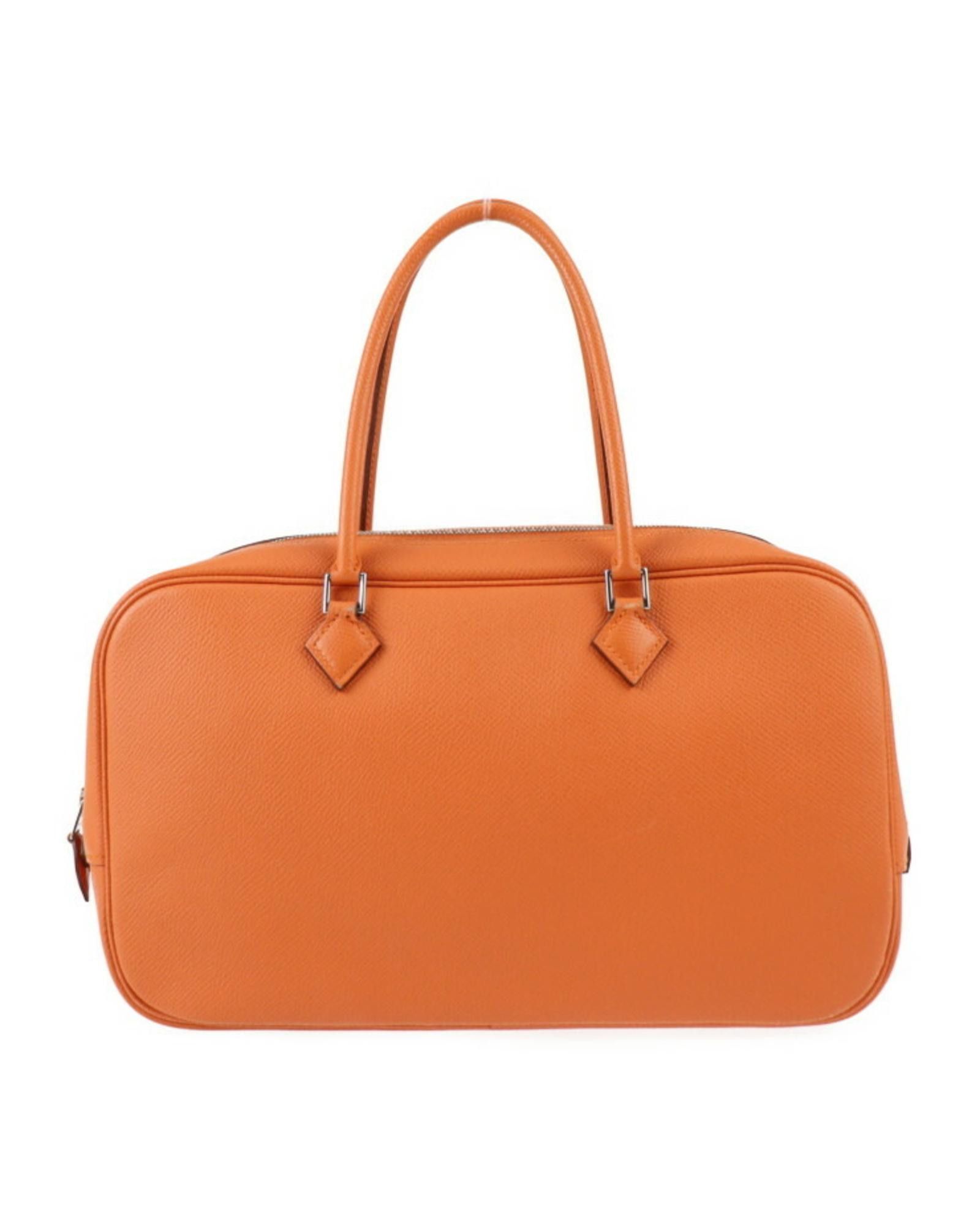 image of Hermes Elegant Orange Leather Bag By Luxury Designer, Women's