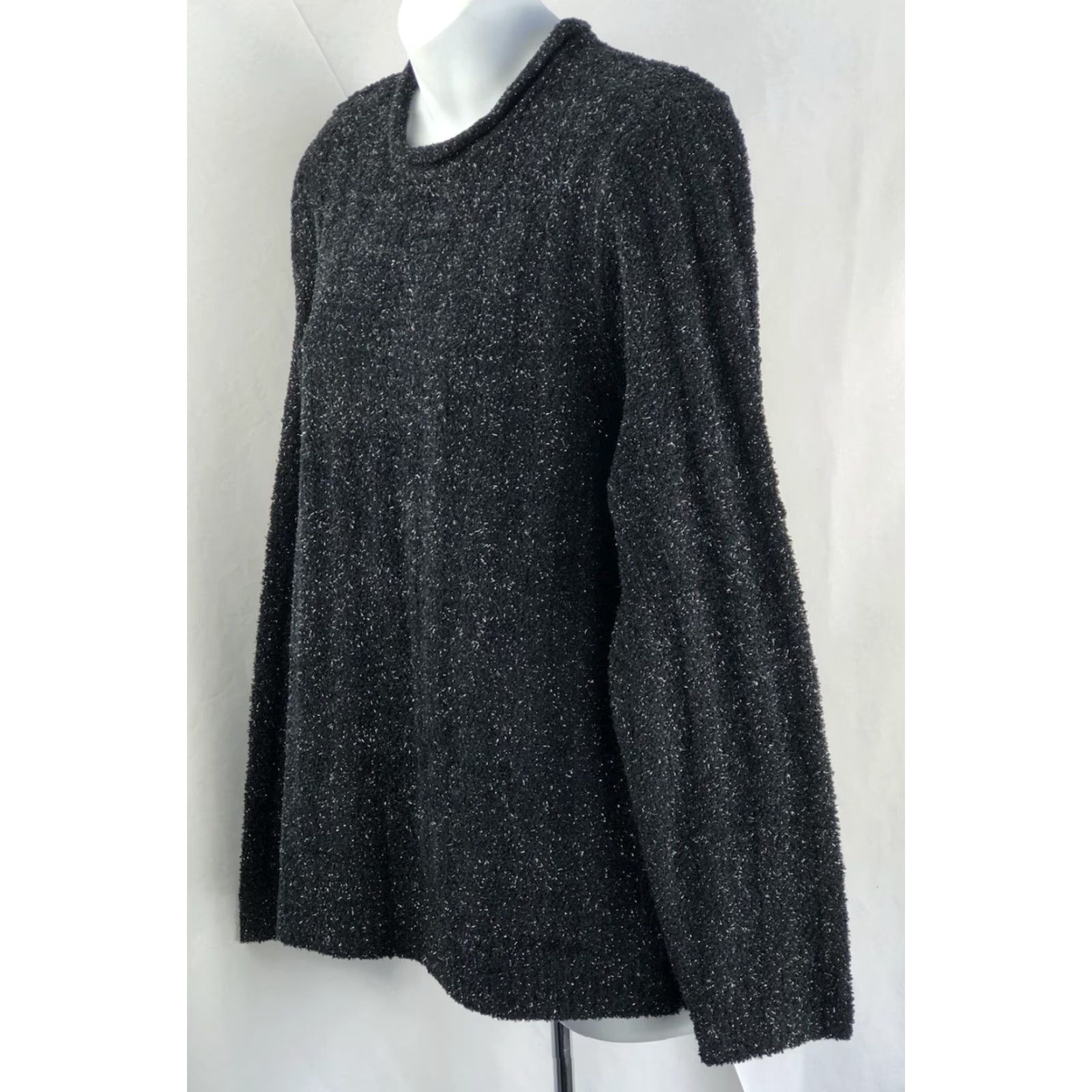 Vintage Crystal Kobe Sweater L Black Sparkle Knit Rolled Neck Long Sleeve Grunge Gothic Vintage No Size L / US 10 / IT 46 - 2 Thumbnail