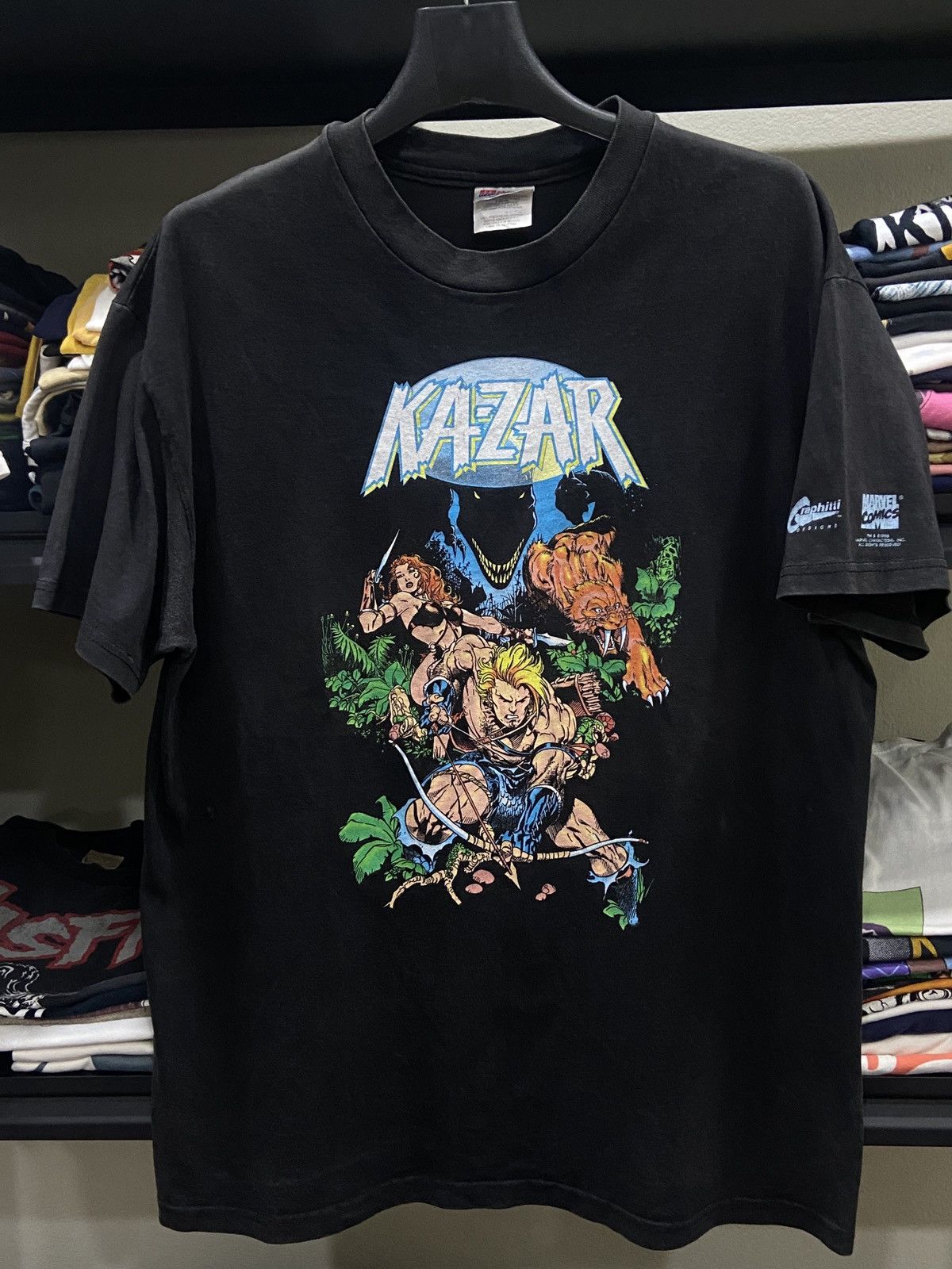 Band Tees × Marvel Comics × Vintage Vintage 1998s KAZAR Marvel Comic X-MEN Cartoon T-SHIRT Size US L / EU 52-54 / 3 - 1 Thumbnail