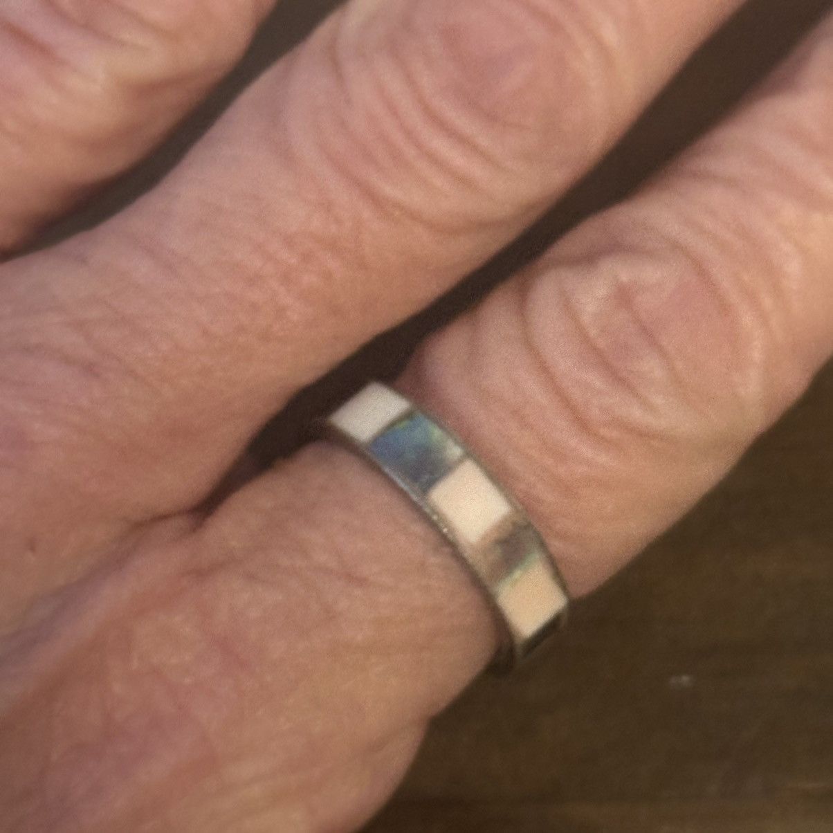 Vintage Vintage abalone shell inlay ring Size ONE SIZE - 3 Thumbnail