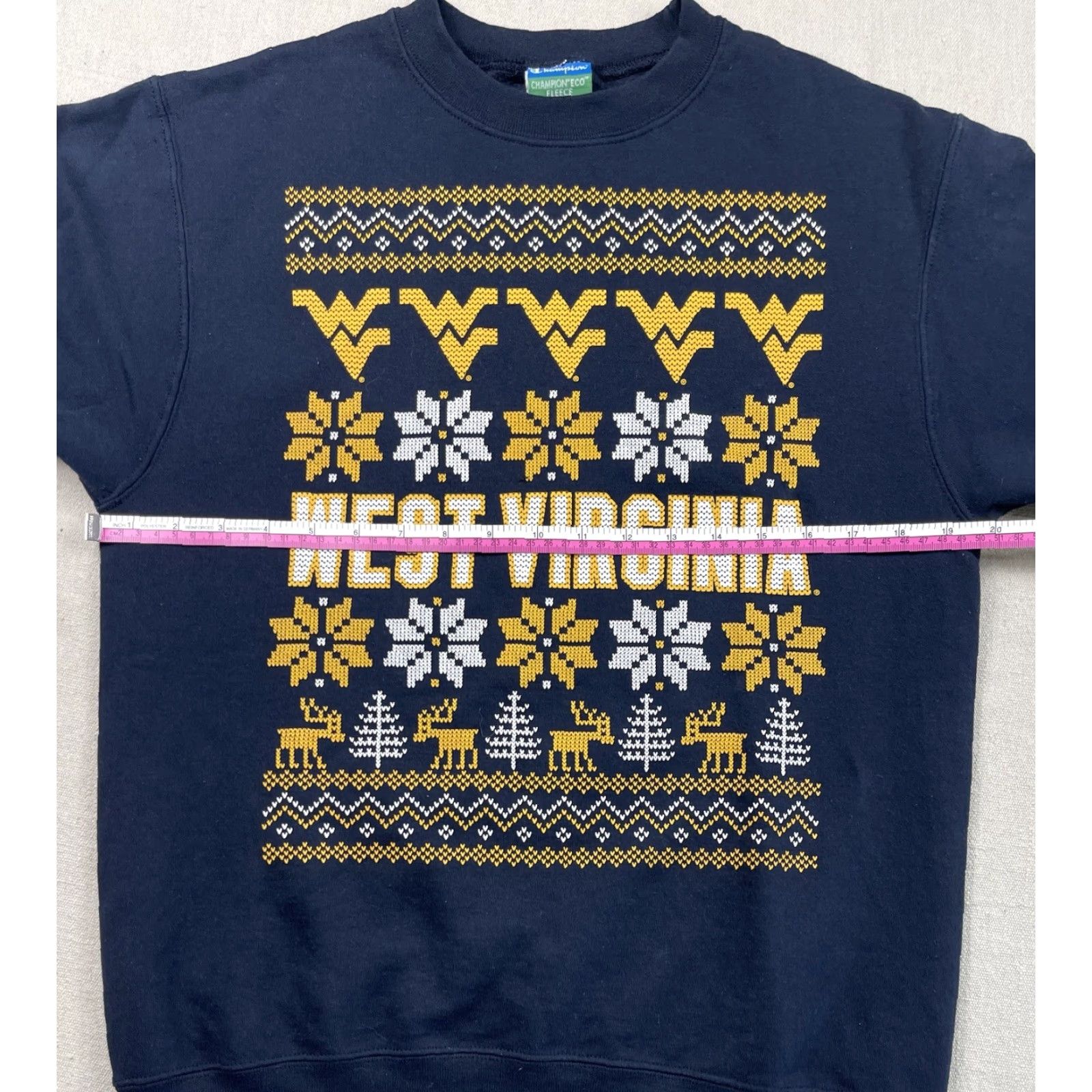Champion Champion Sweatshirt West Virginia Crewneck Navy S Unisex Adults WVU Mountaineers NCAA Football Logo Size US S / EU 44-46 / 1 - 4 Thumbnail