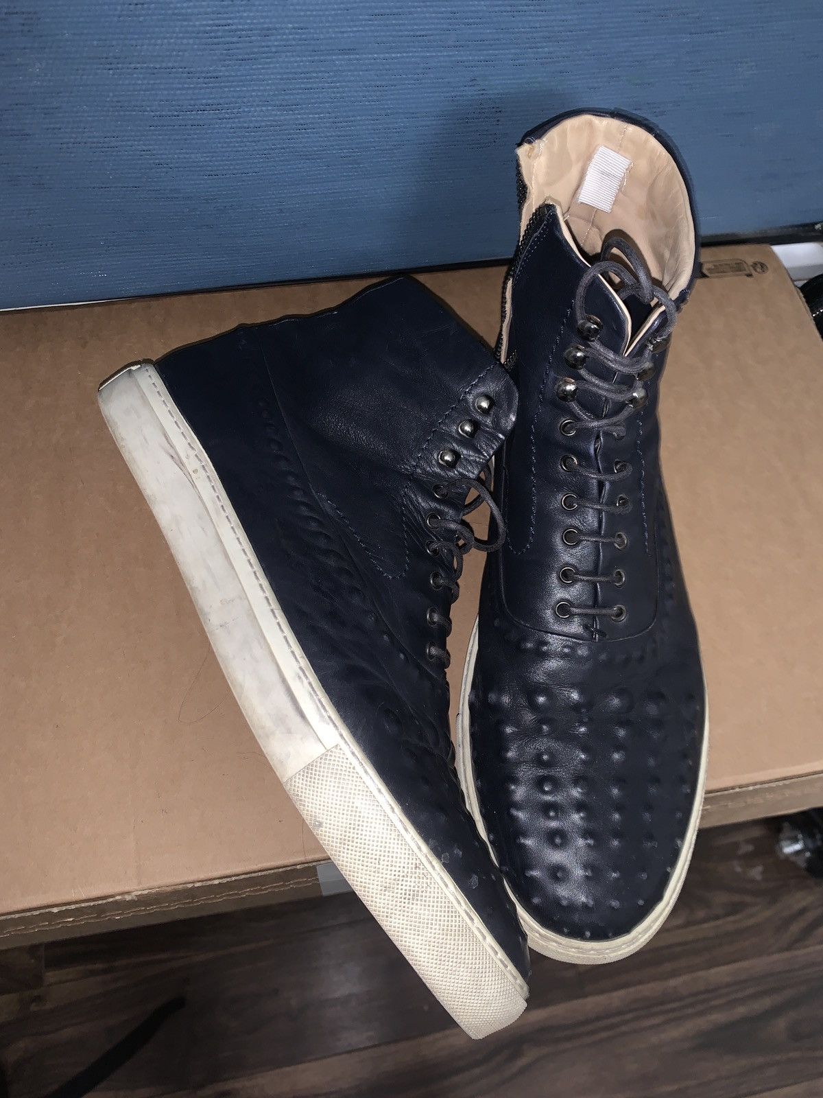 Alexander McQueen Alexander McQueen Harako Leather High-Top Sneakers Size US 12 / EU 45 - 4 Thumbnail
