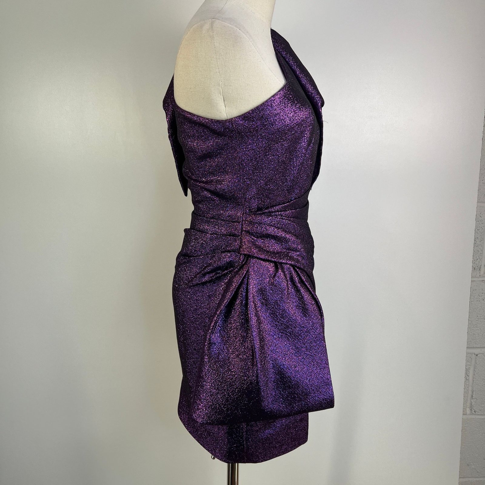 Ronny Kobo Ronny Kobo Brit Dress Purple Metallic Mini One Shoulder Size XS / US 0-2 / IT 36-38 - 5 Thumbnail