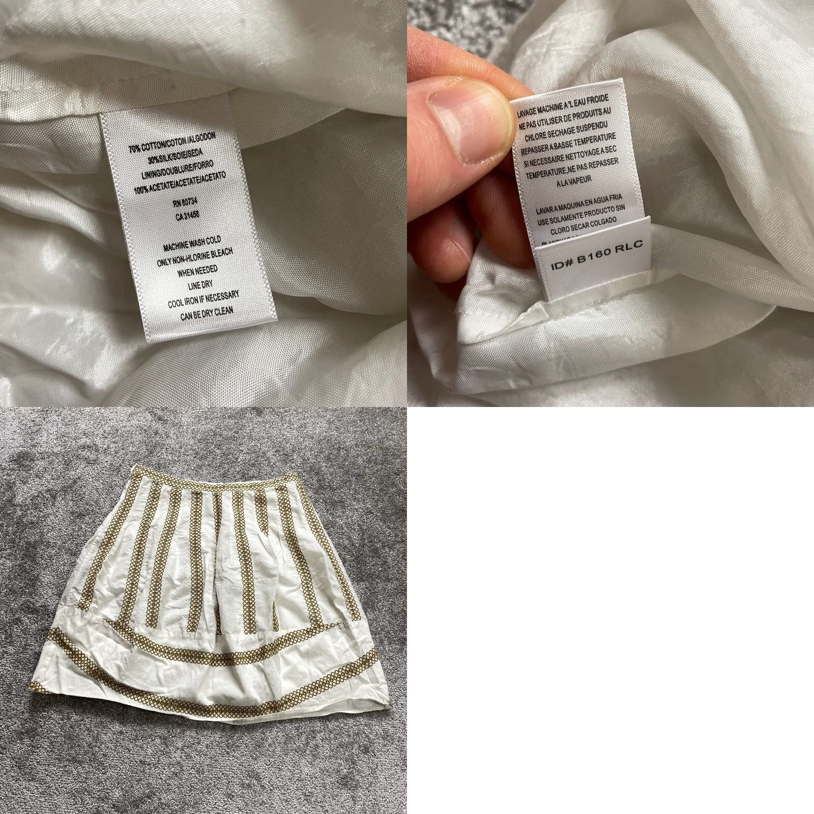 Bcbgmaxazria BCBGMAXAZRIA Skirt Womens 4 White A-Line Silk Blend Embroidered Rings Knee Length VINTAGE No Size 27" / US 4 / IT 40 - 8 Thumbnail