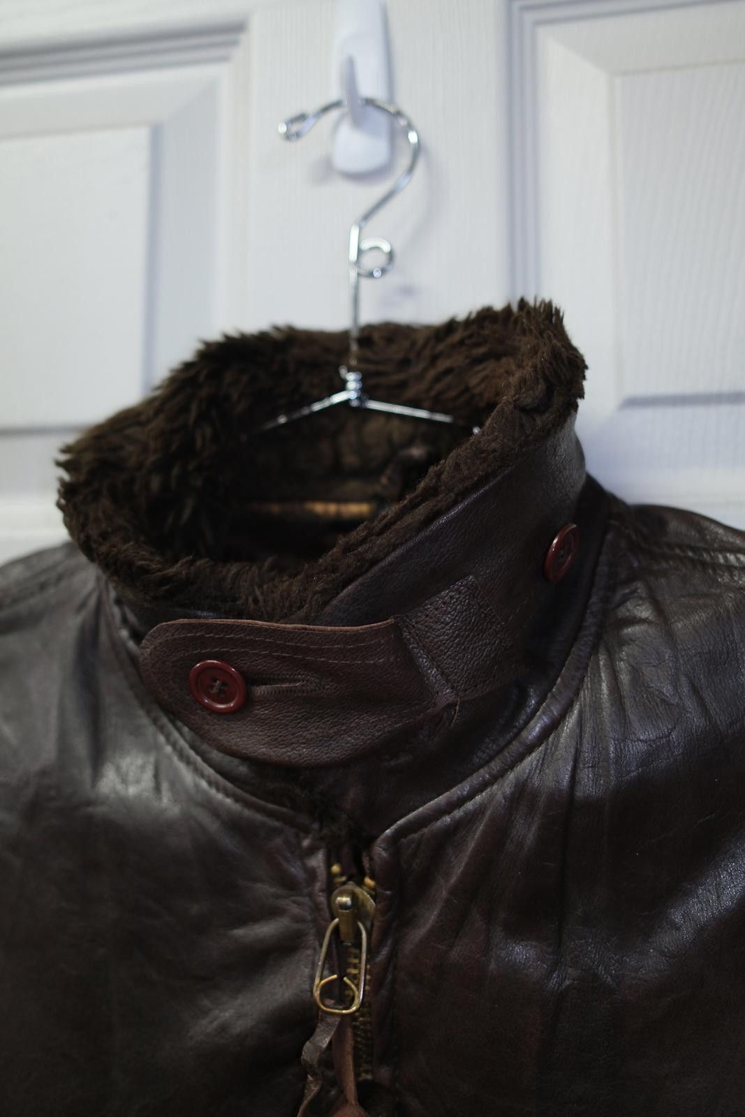 Vintage 60's Military Leather Flight Bomber Jacket Size M / US 6-8 / IT 42-44 - 7 Thumbnail