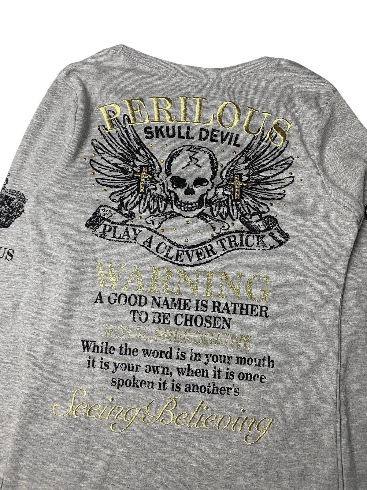 Hysteric Glamour 2000's Igngi Skull Wing Poem Longsleeve Size US XS / EU 42 / 0 - 3 Thumbnail