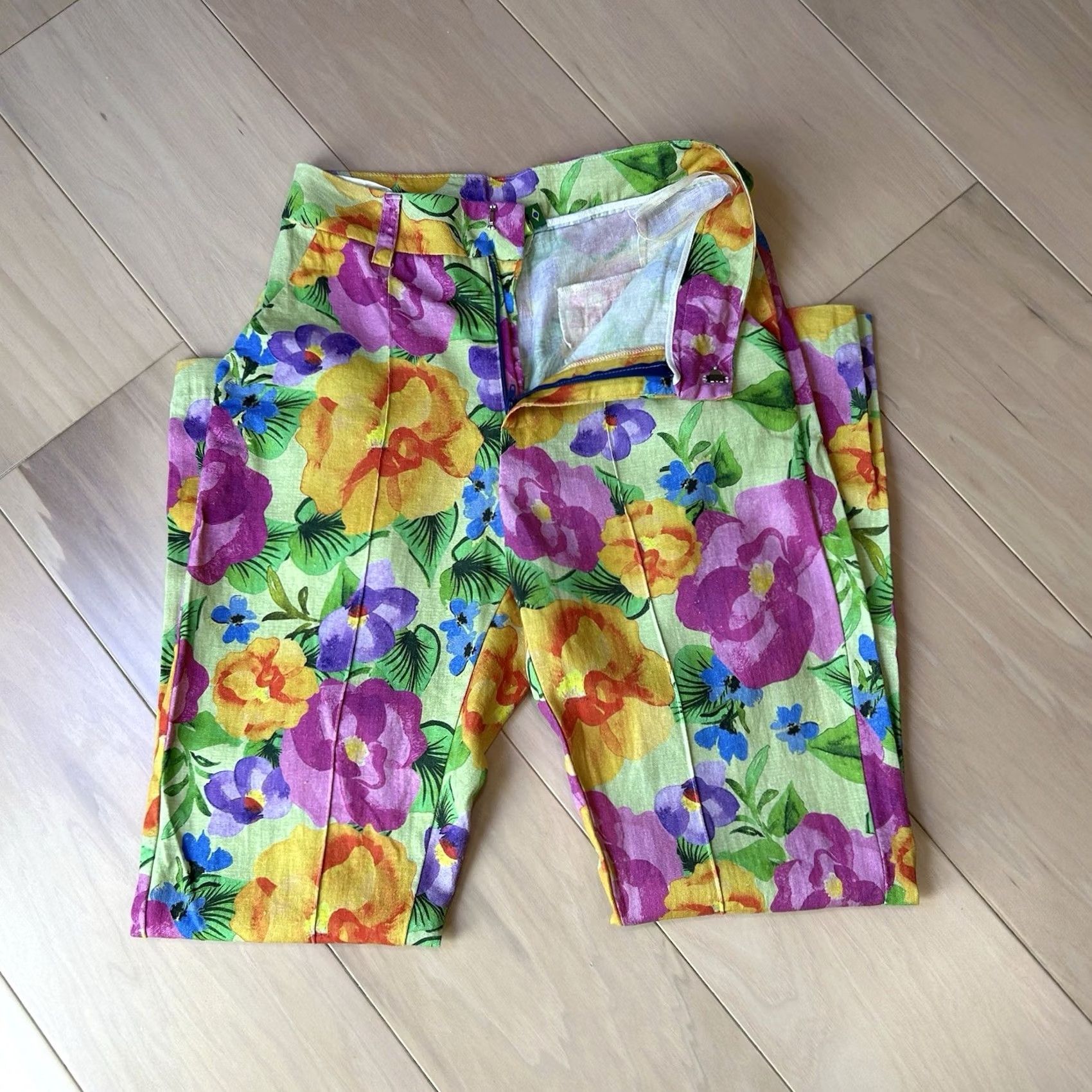 Farm Rio Farm Rio Pants Women's 26” Waist Linen Blend Floral Ankle Tapered Pockets Multicolor Size 36" / US 14 / IT 50 - 4 Thumbnail