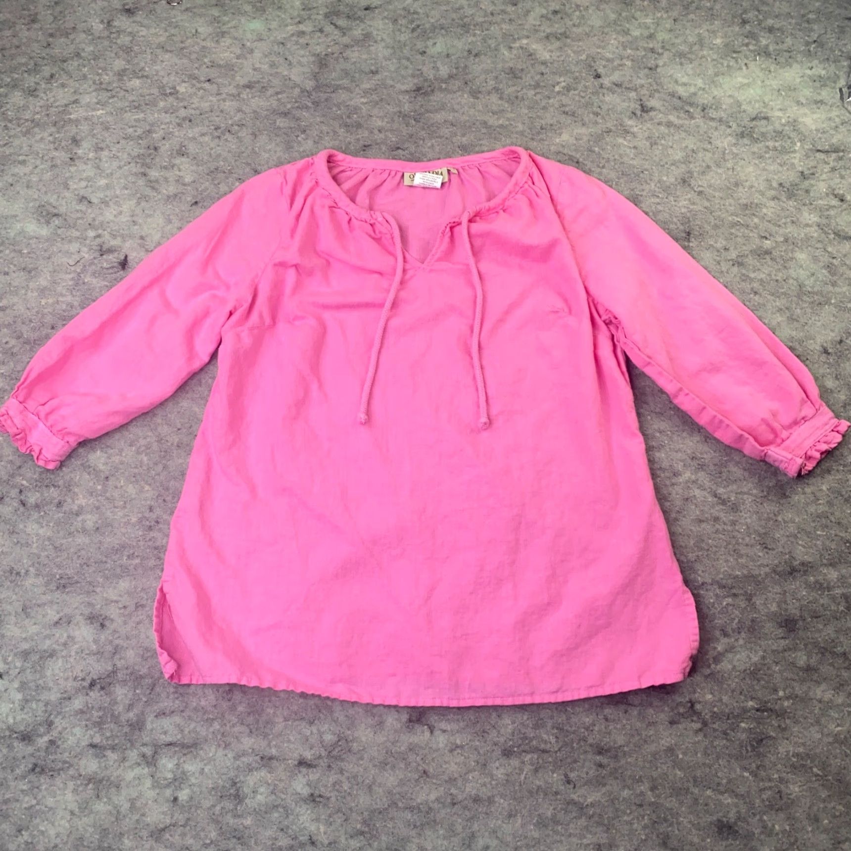 Ralph Lauren Orchadia Shirt Womens Petite Small Pink 3/4 Sleeve BOHO Peasant Top Flown Linen Size S / US 4 / IT 40 - 6 Thumbnail