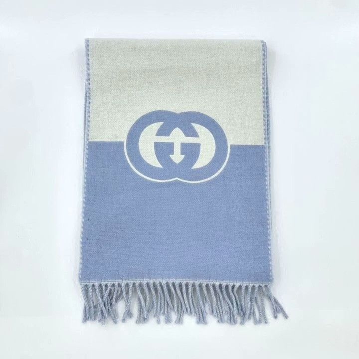 Gucci Gucci Blue Interlocking G Print Wool Scarf Size ONE SIZE - 1 Thumbnail