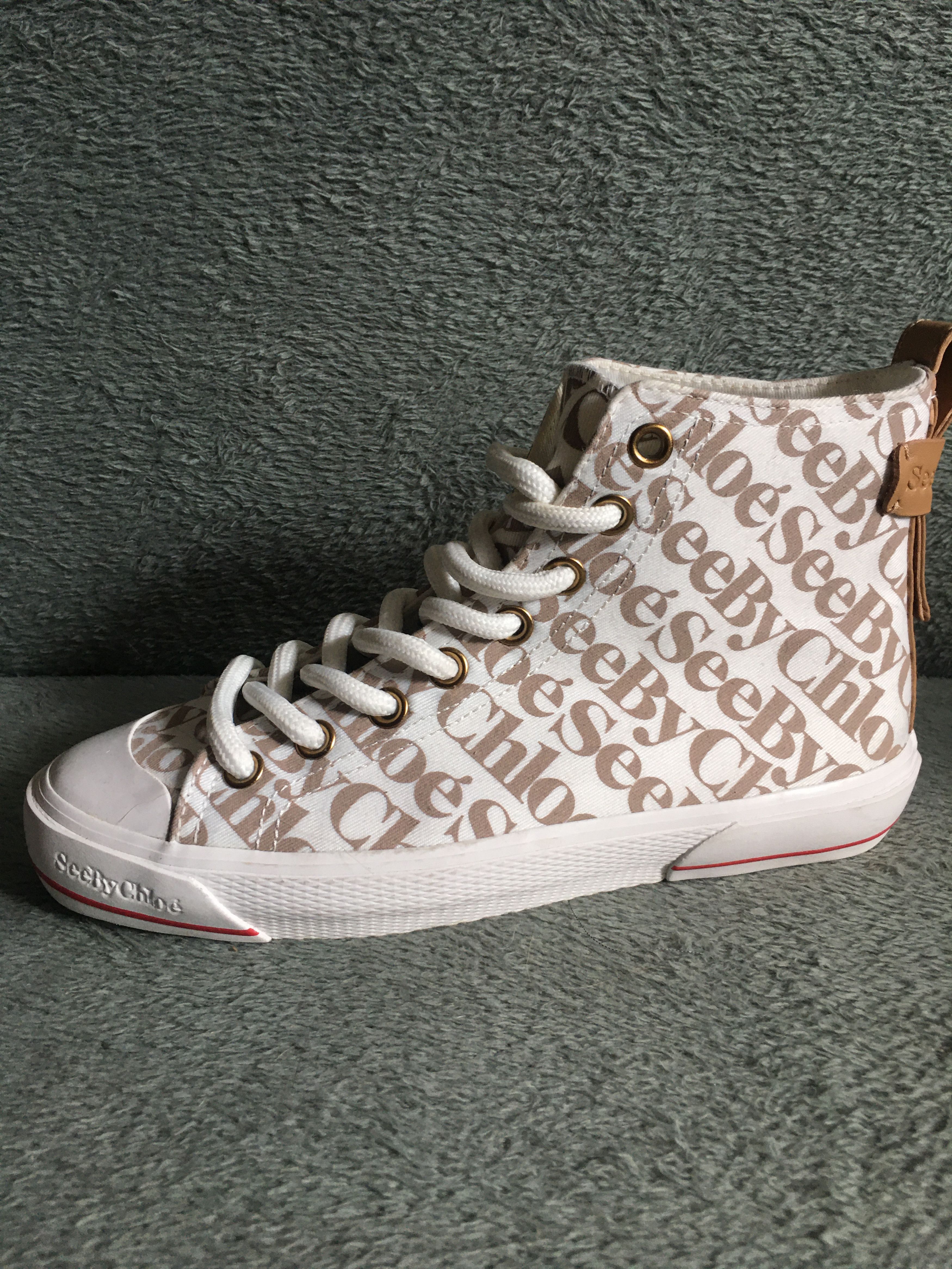 See by Chloe See by CHLOÉ ARYANA White Logo Canvas Sneakers EU 38 Size US 8 / IT 38 - 10 Thumbnail
