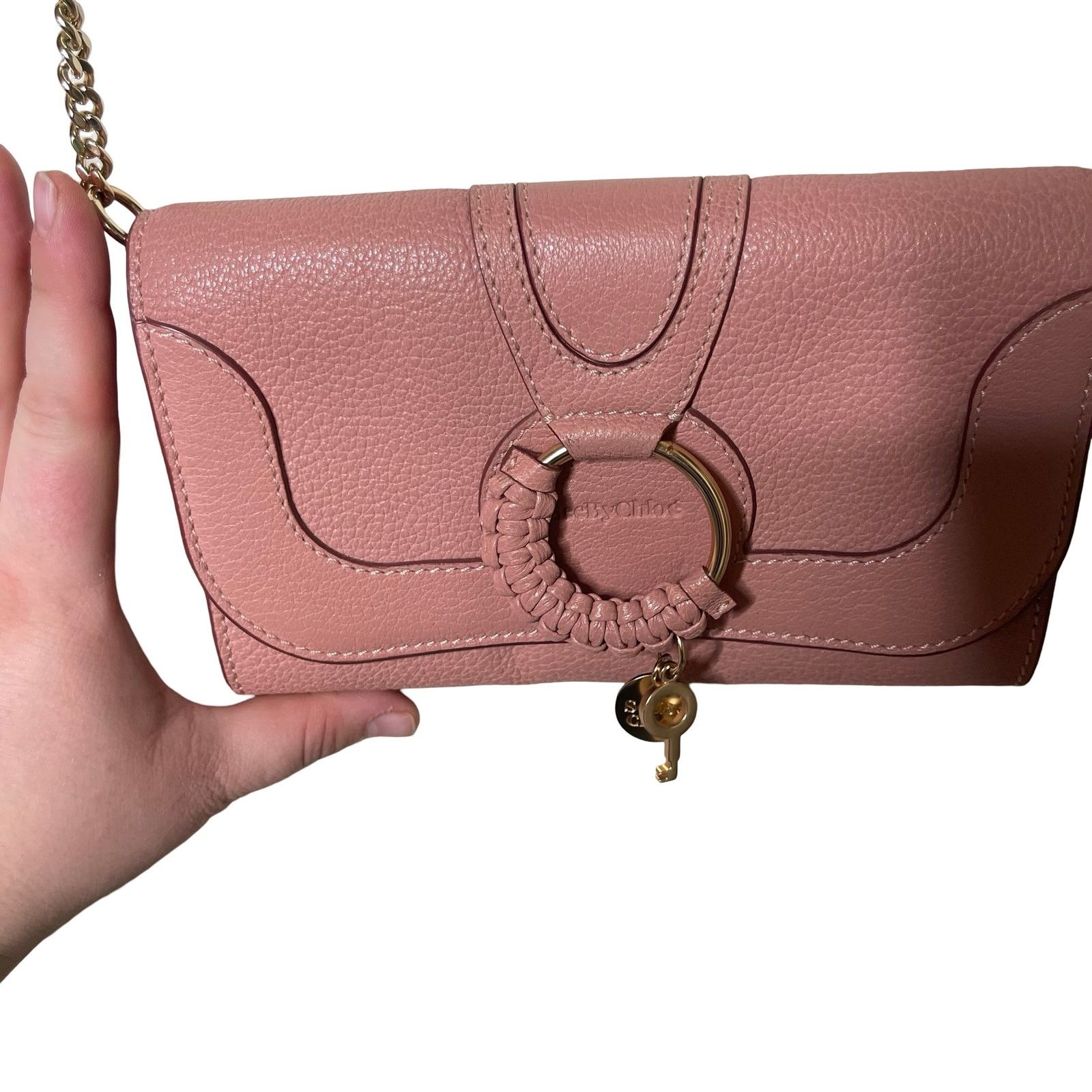 See by Chloe See by Chloé Hana leather chain long wallet in mate pink Size ONE SIZE - 7 Thumbnail
