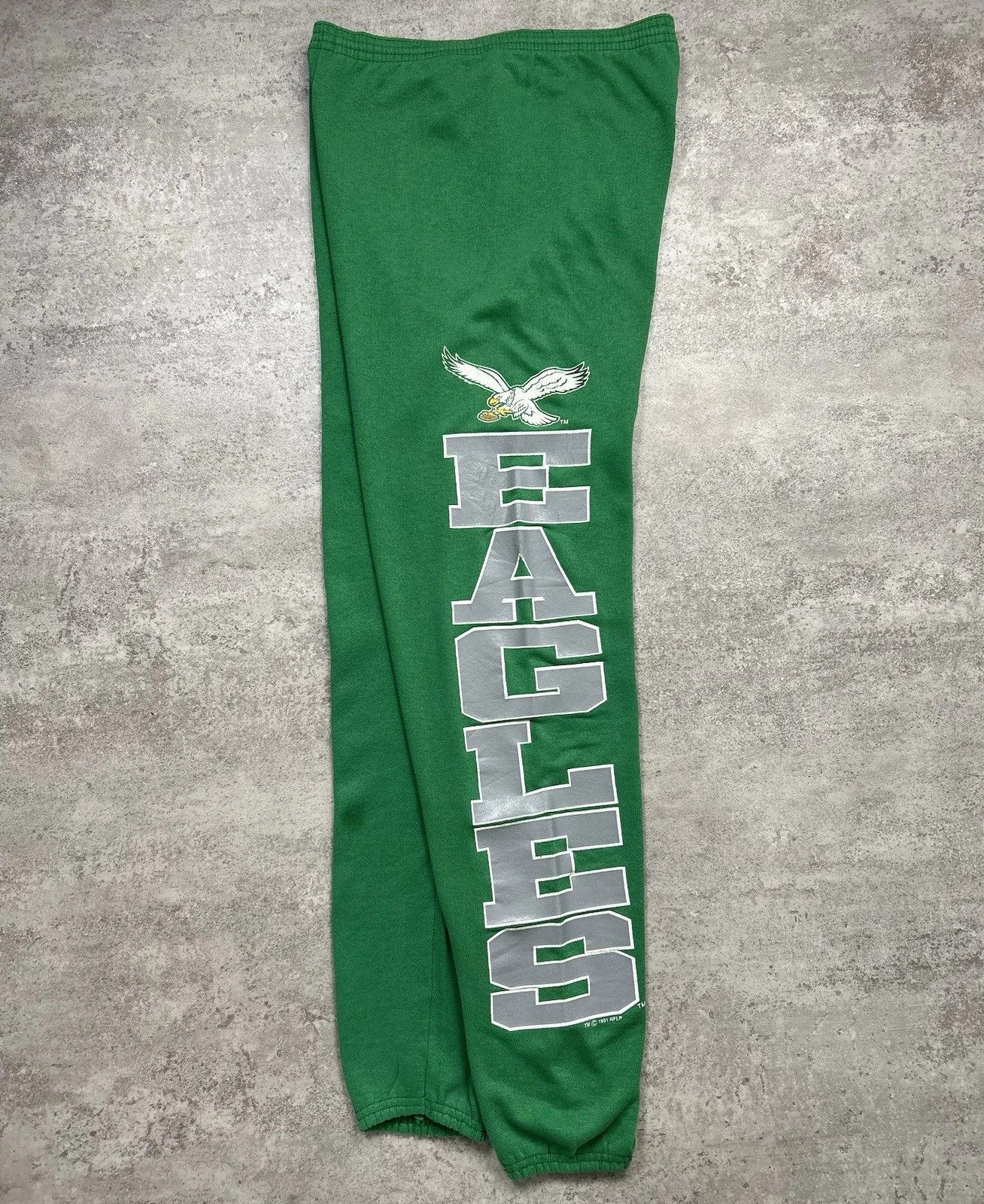 PHILADELPHIA EAGLES SWEATPANTS 1991 KELLY GREEN MEN'S SIZE M