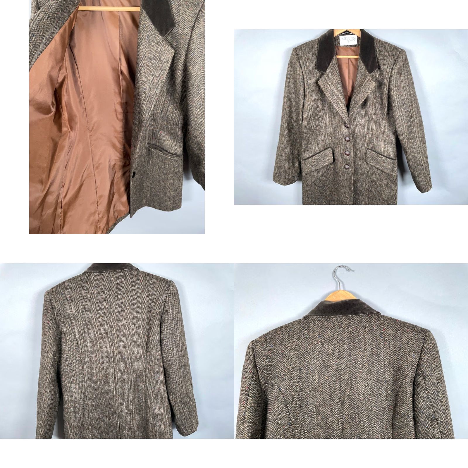 Vintage VINTAGE International Scene Blazer Women's 8 Brown Herringbone Wool Tweed 4 Button VTG Size M / US 6-8 / IT 42-44 - 9 Thumbnail