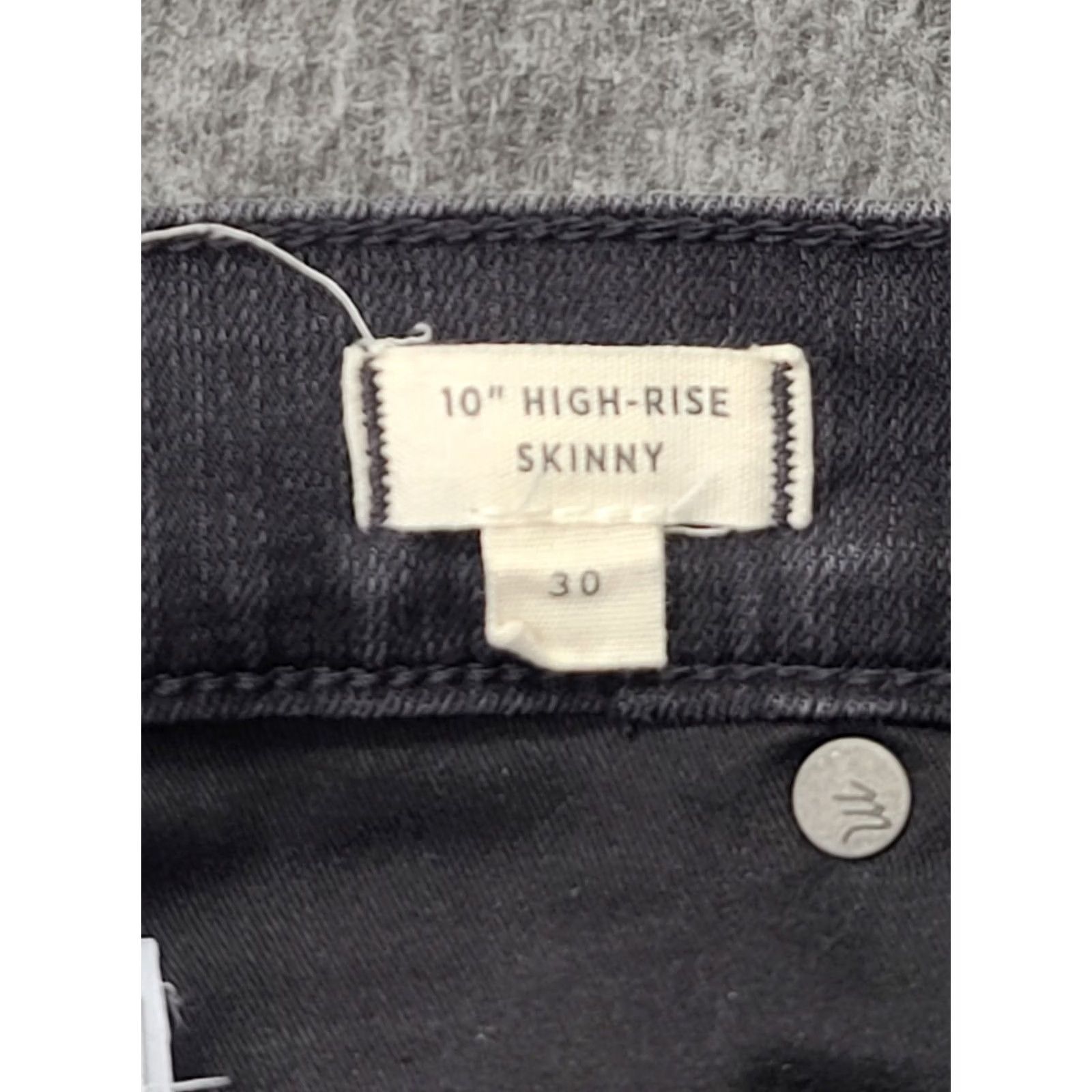 Madewell Madewell Jeans Women’s 30x28 10” High Rise Skinny Stretch Button Fly Denim Black 5-Pocket City Womens Size 30" / US 8 / IT 44 - 3 Thumbnail