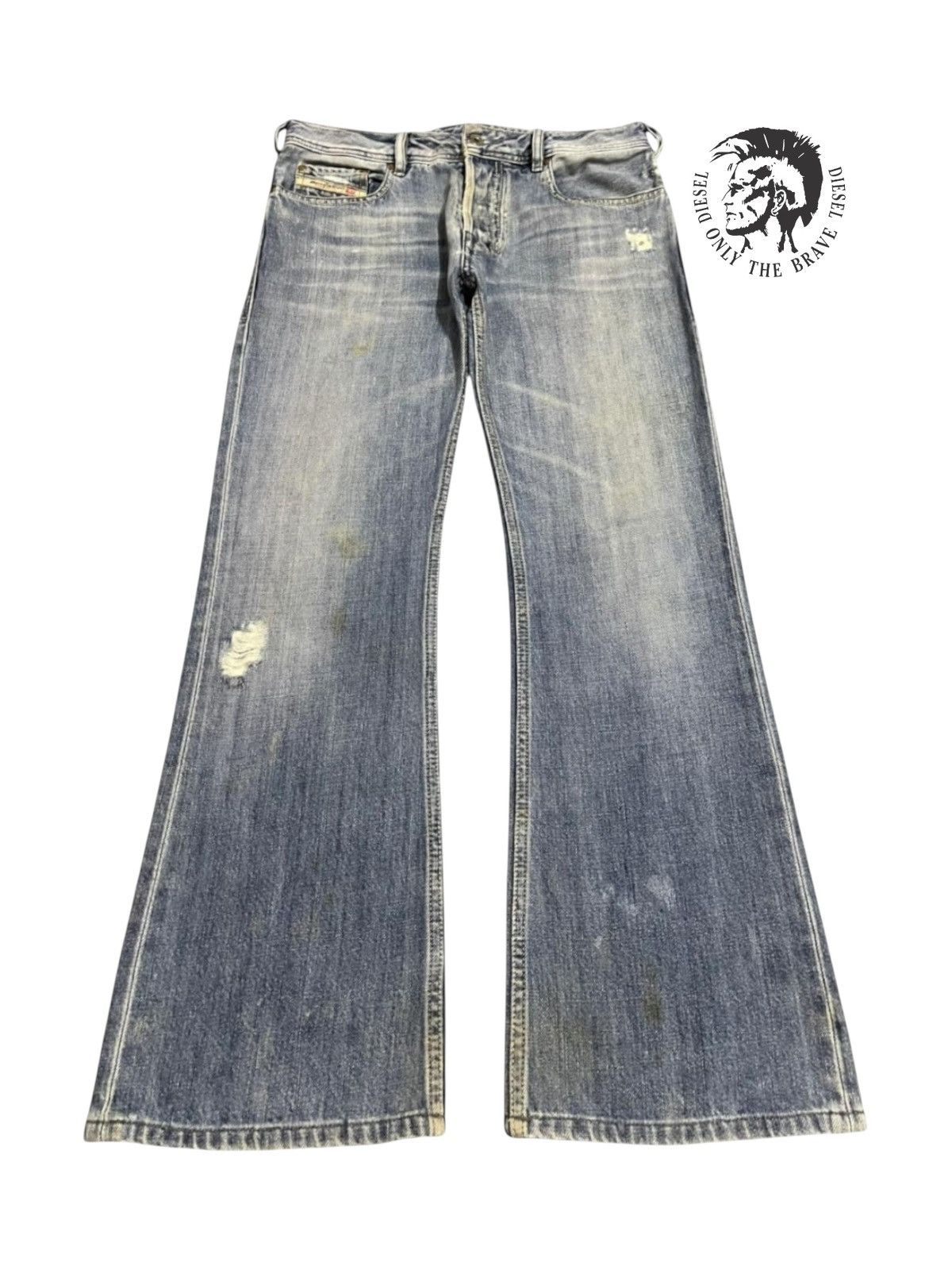 Diesel Vtg 90s Diesel Industry Faded Wash Distress Wide Leg Bootcut Size US 32 / EU 48 - 1 Thumbnail