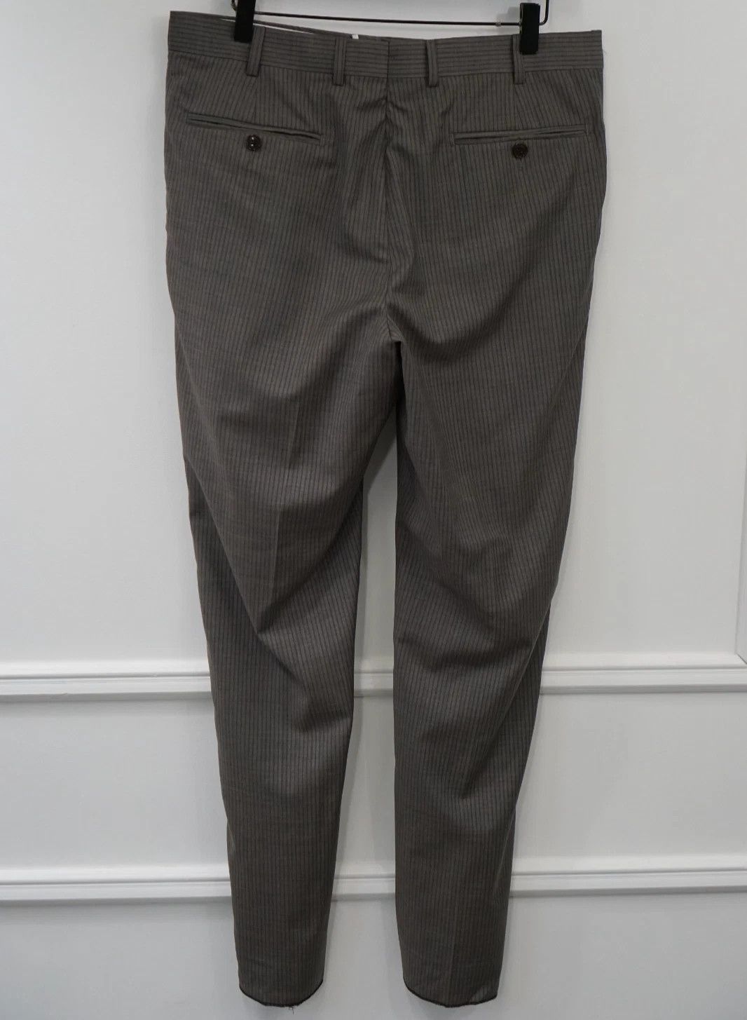 Suitsupply Men Suitsupply Trousers Grey Pure Wool Striped Size UK/US38 Size 38R - 2 Thumbnail