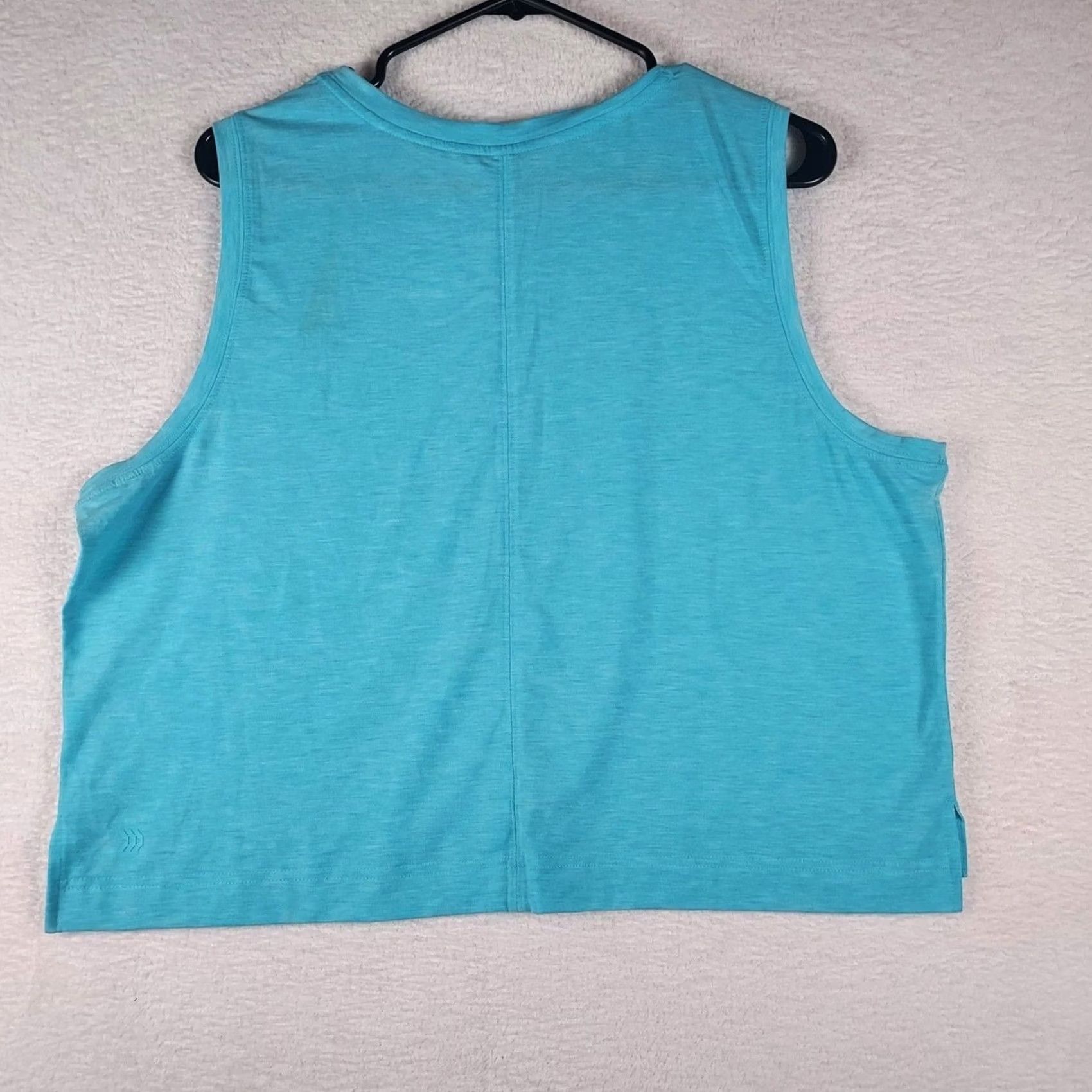 Vintage All in Motion Women's Cropped Active Tank Top Neon Blue XXL Moisture Wicking Quick Dry Crew Neck Sleeveless Casual Activewear Tank Top Size XXL / US 16-18 / IT 52-54 - 6 Thumbnail