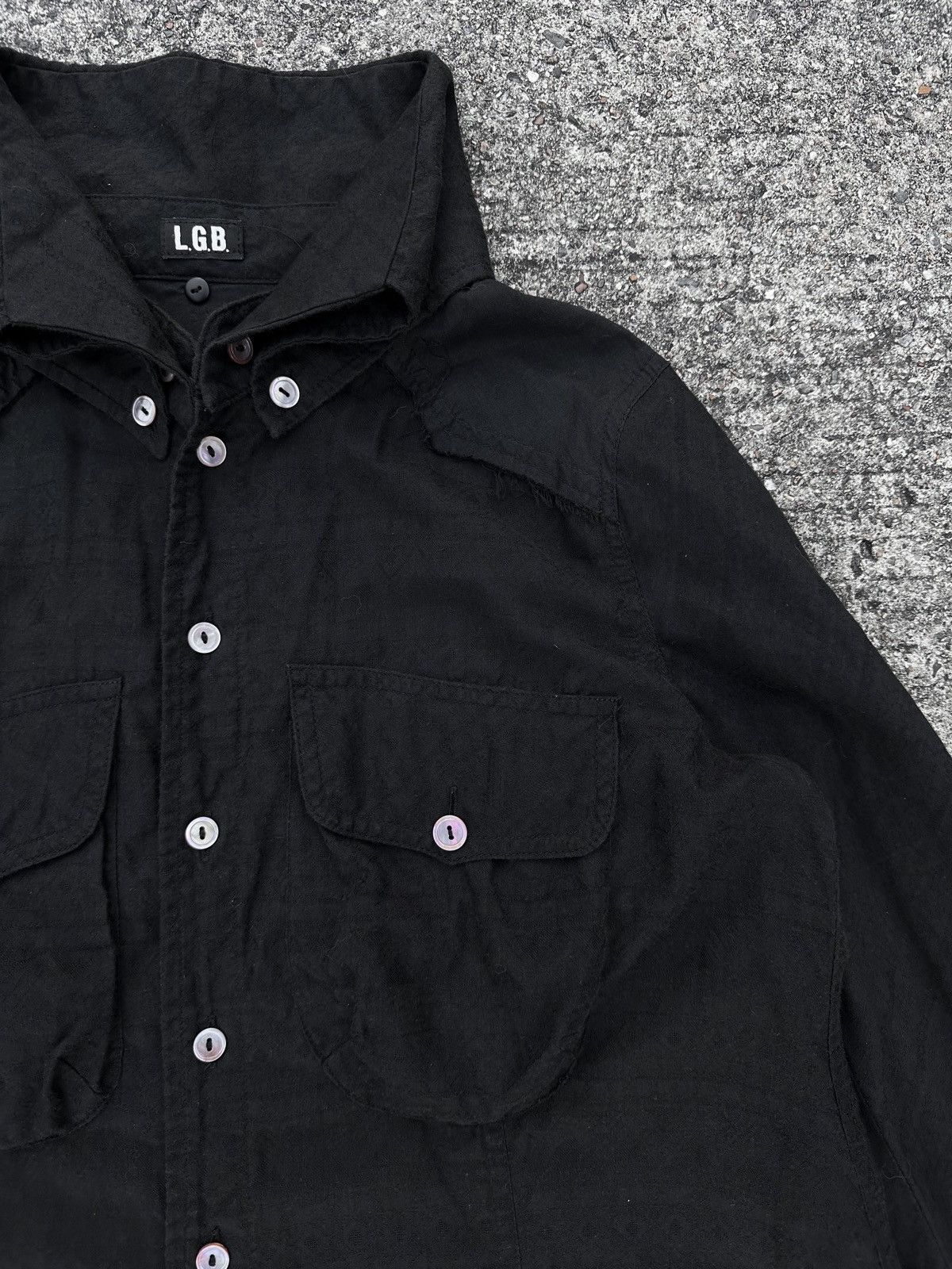 If Six Was Nine × Le Grande Bleu (L.G.B.) L.G.B. Black Distressed Long Shirt Size US S / EU 44-46 / 1 - 14 Thumbnail