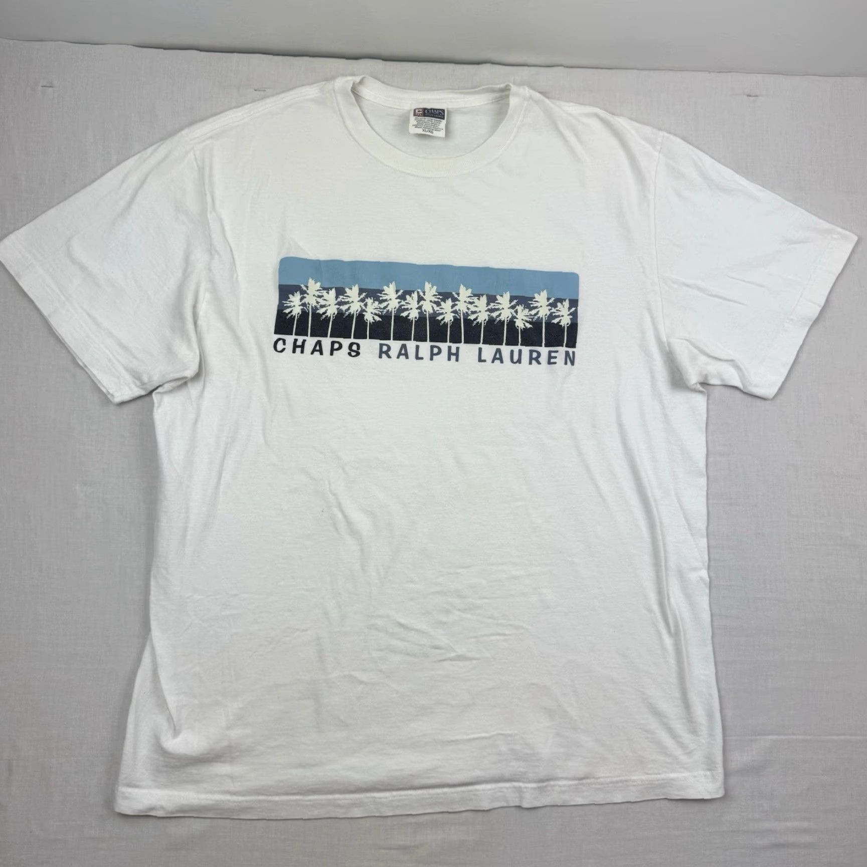 Chaps VINTAGE Chaps Ralph Lauren T Shirt Adult XL White Palm Trees Box Logo Grunge Y2K 90s Mens Size US XL / EU 56 / 4 - 2 Thumbnail