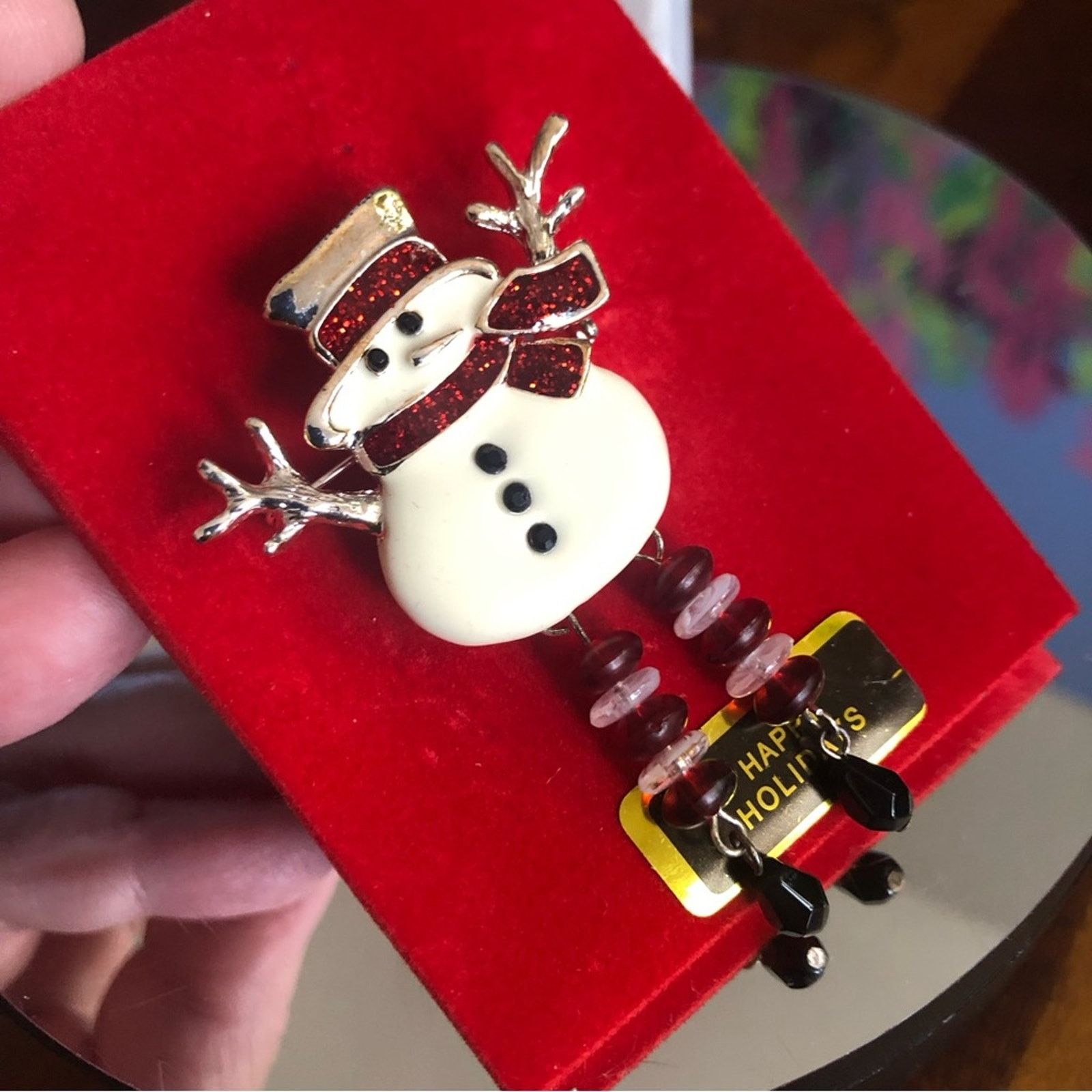 Jewelry Frosty the Snowman enamel stone brooch pin NIB Size ONE SIZE - 2 Thumbnail
