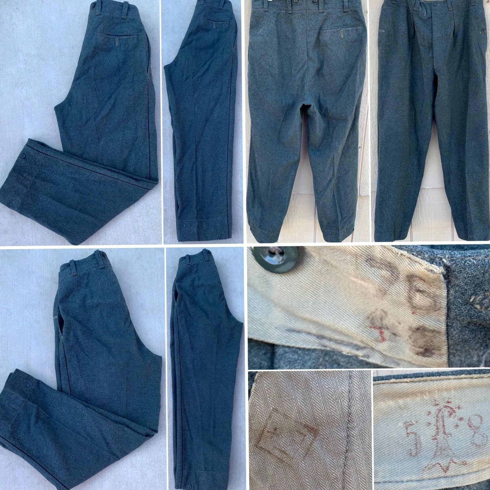 Vintage Vintage Wool Military Pants Trousers Button Fly 33 in waist 30 in inseam Green Military/Workwear Mens Size US 33 - 2 Thumbnail