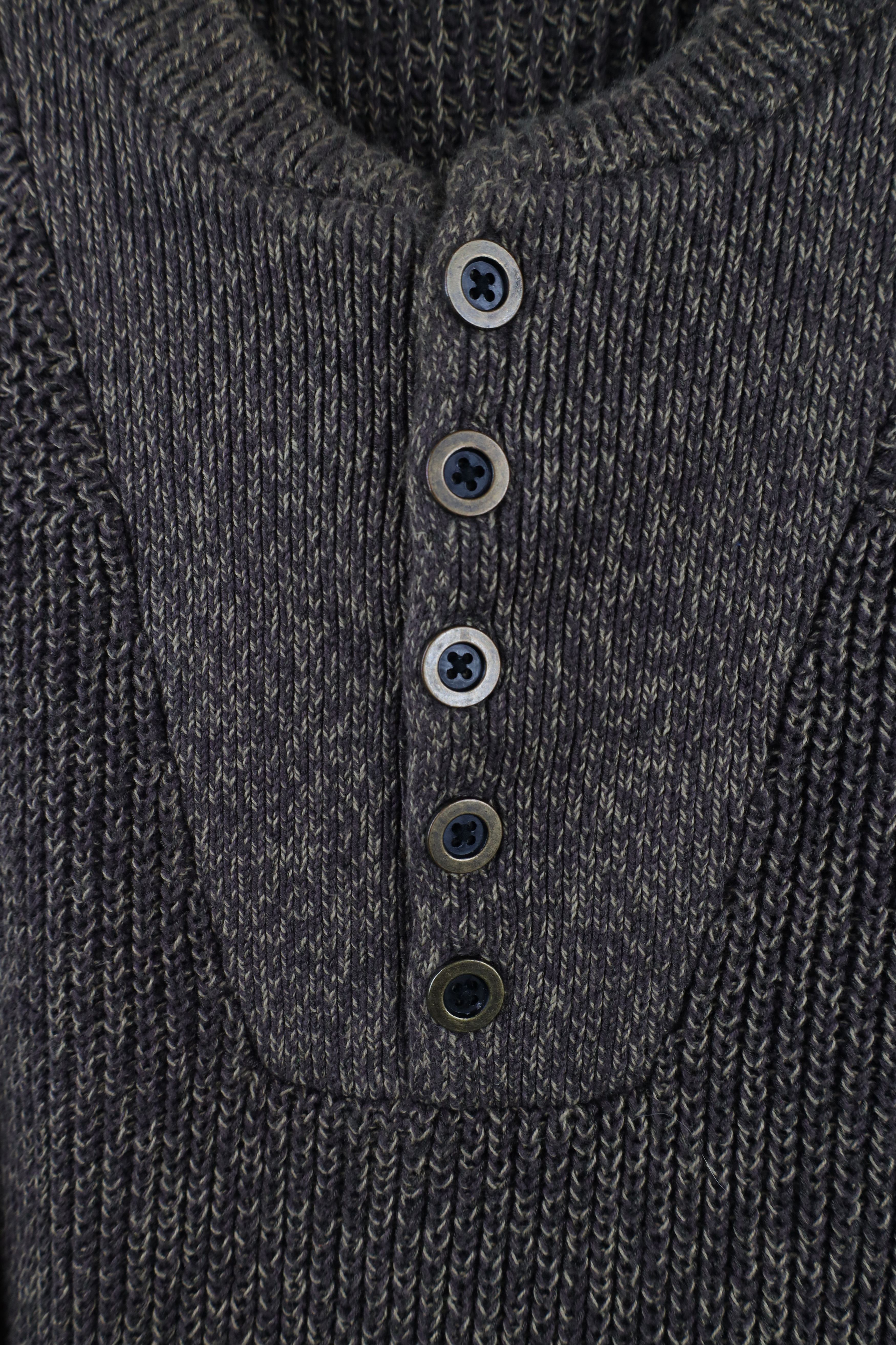 Vintage Vintage 90s Streetwear Ribbed Knit Henley Sweater Brown Size US XL / EU 56 / 4 - 4 Thumbnail