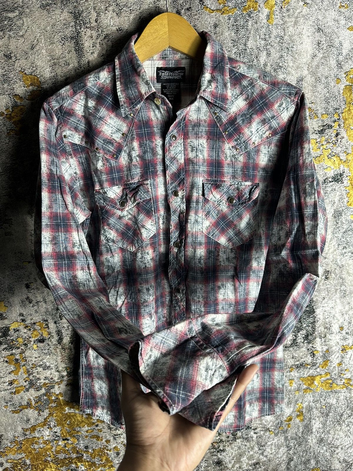 Hysteric Glamour 2000s CRAZY SMOKE ABSTRACT STUDDED IFSIX LGB STYLE SHIRT Size US M / EU 48-50 / 2 - 3 Thumbnail