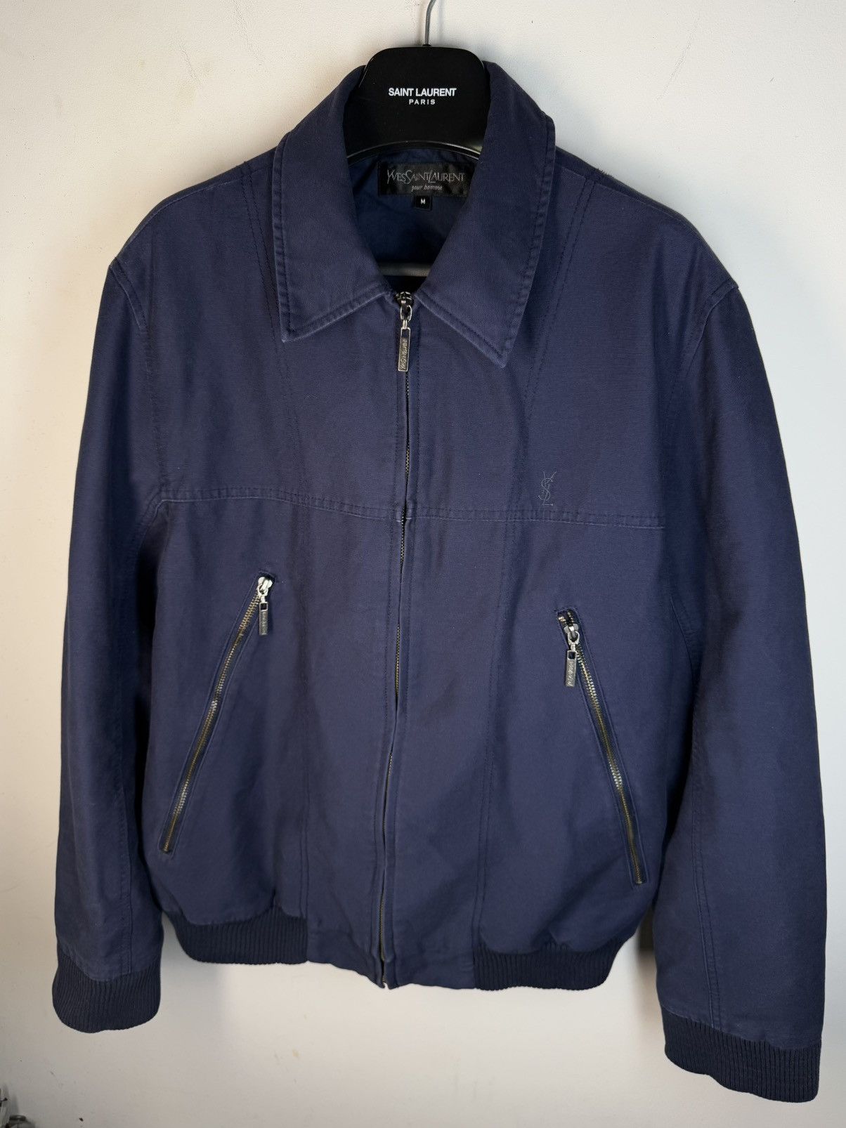 Yves Saint Laurent Cotton YSL Jacket Blue/Navy Soft YSL Bomber Size US M / EU 48-50 / 2 - 1 Thumbnail