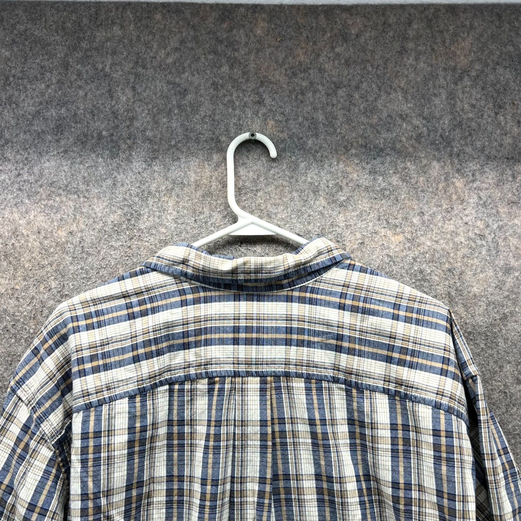 Eddie Bauer VINTAGE Eddie Bauer Shirt Men 2XL Button-Down Plaid Blue Beige Col l ar-S sade? Size 48R - 3 Thumbnail