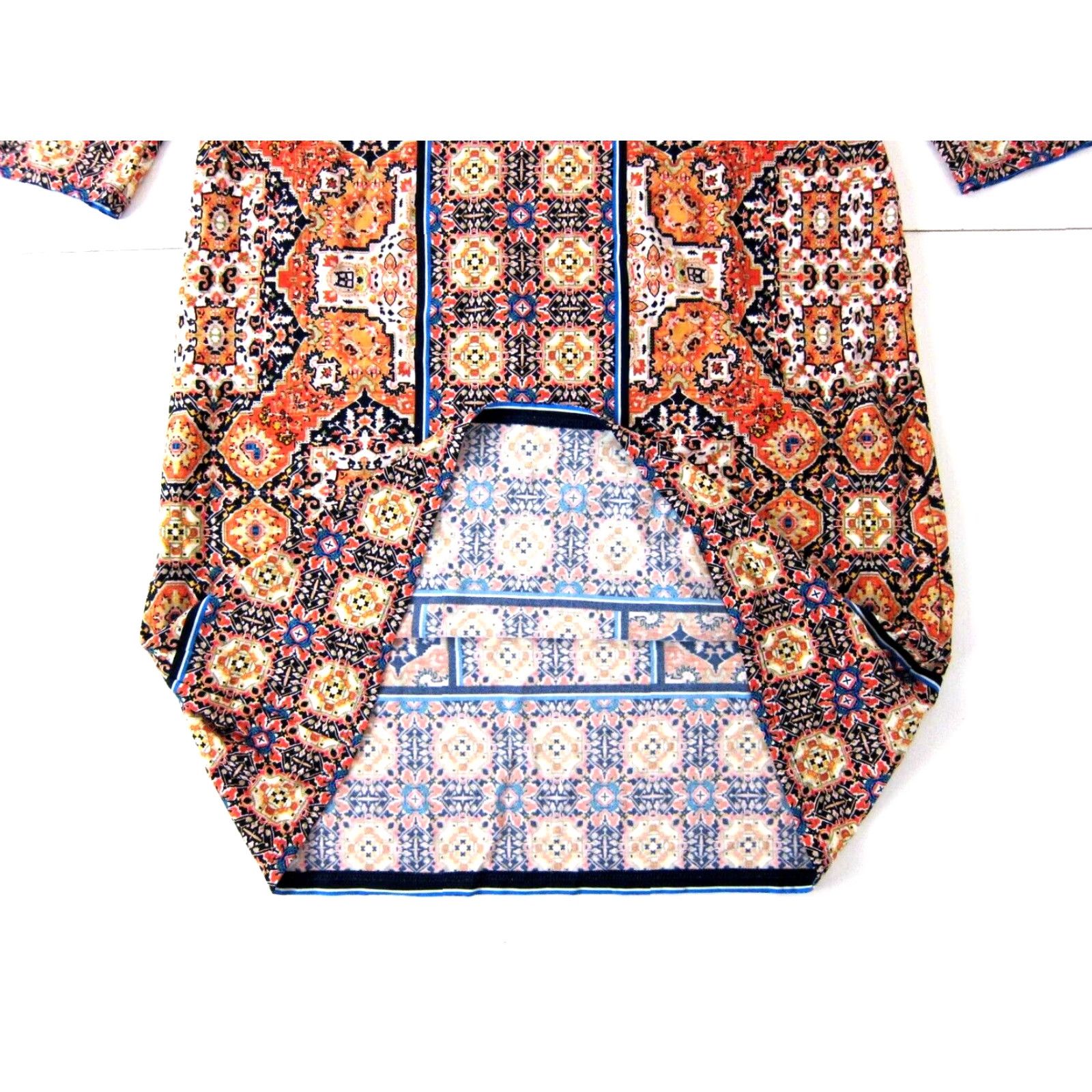 Vintage VINTAGE London Times Orange Blue Black Geo Floral Stretch 3/4 Sleeve Shift Dress 10 Size L / US 10 / IT 46 - 7 Thumbnail