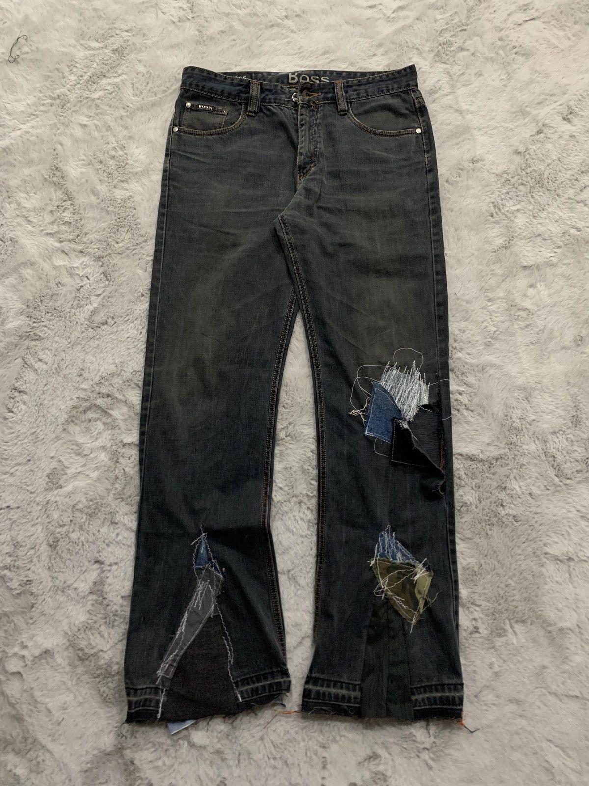 Vintage Kapital Inspired Patchwork/Boro Flared Denim Jeans Size US 33 - 2 Thumbnail