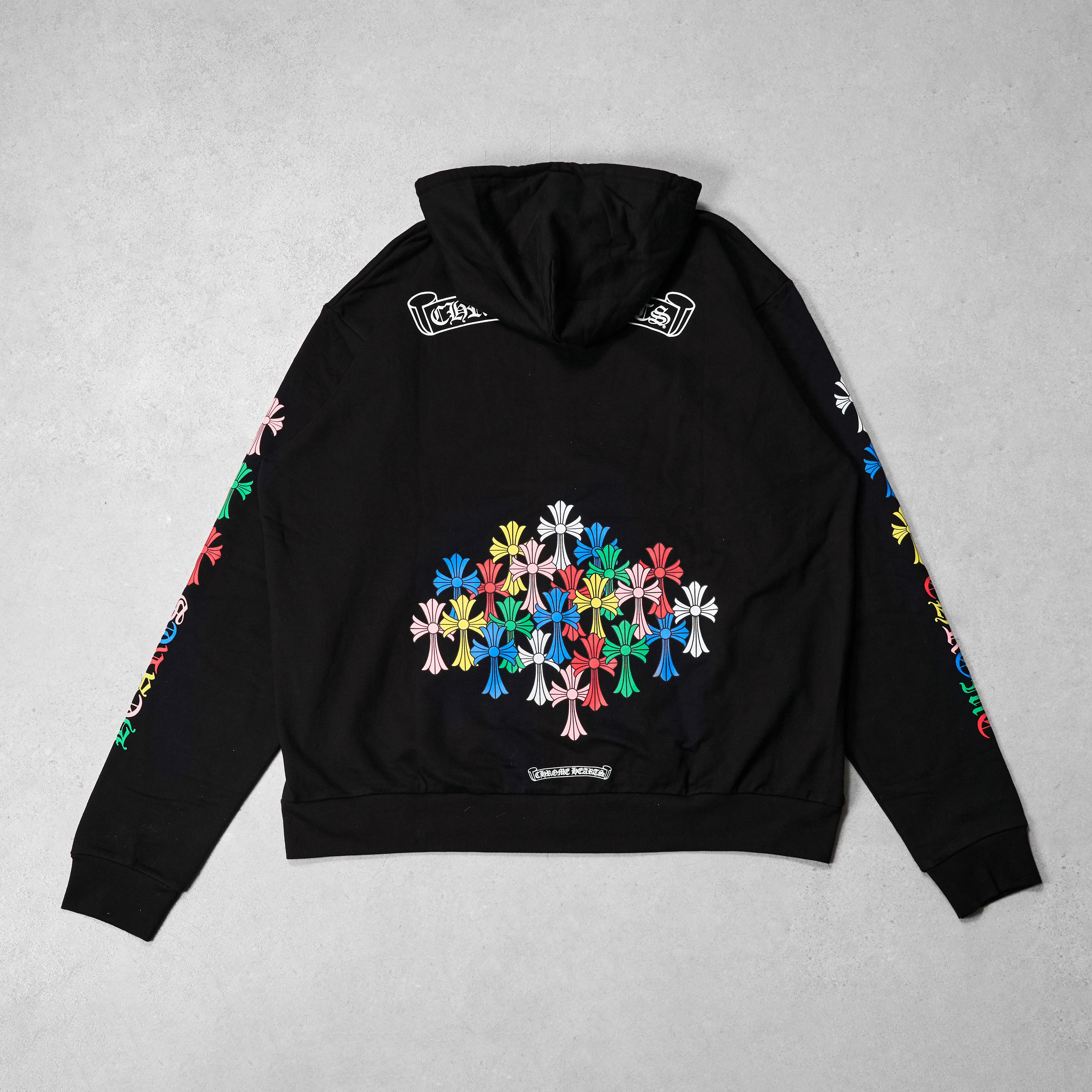 CHROME HEARTS Multi Color Cross Cemetery Zip Up Hoodie BLACK