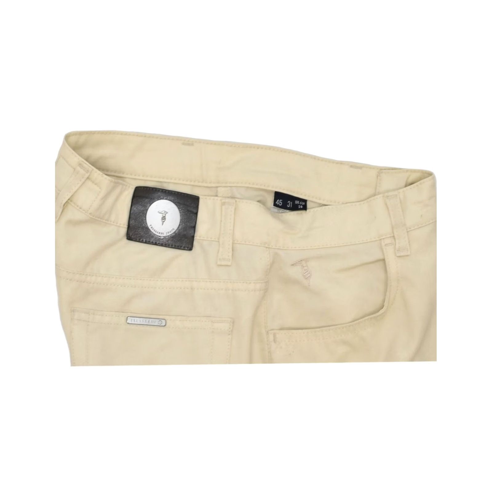 Trussardi VINTAGE TRUSSARDI Womens Bootcut Casual Trousers W28 L27 Beige Polyester RK05 Size 28" / US 6 / IT 42 - 3 Thumbnail