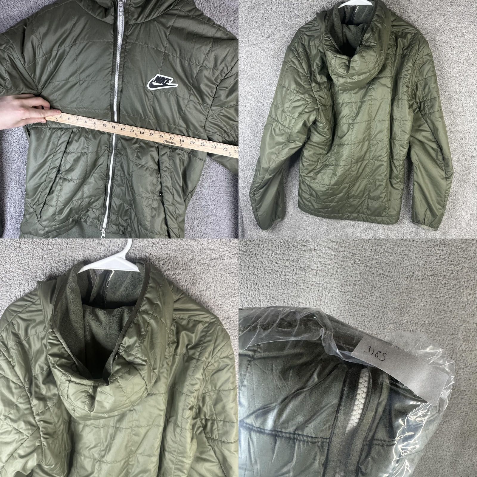 Nike Nike Jacket Mens M Green Hooded Puffer Full Zip Lined Polyester CU4422-380 Size US M / EU 48-50 / 2 - 9 Thumbnail
