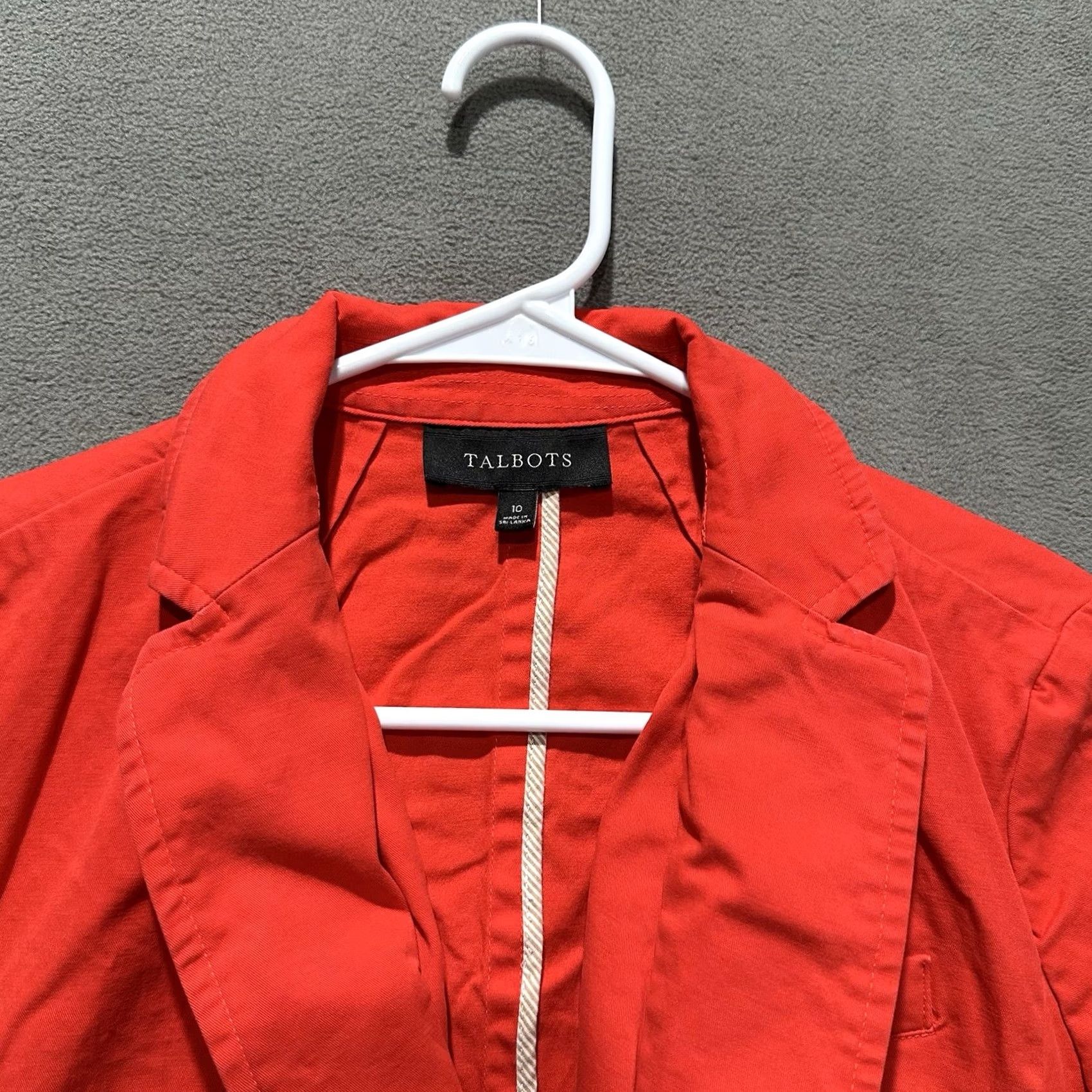 Talbots Talbots Blazer Womens Size 10 Red Two Button Cotton Blend Office Casual EUC Shirt Jacket Blazer Size L / US 10 / IT 46 - 6 Thumbnail