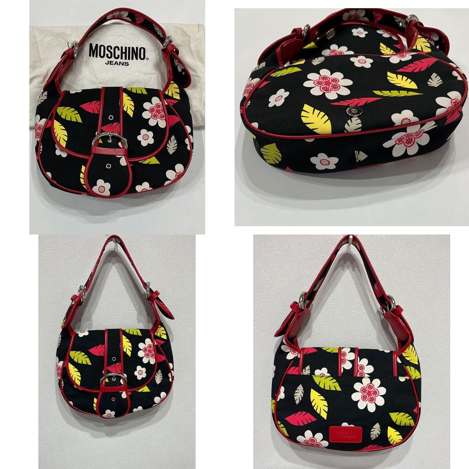 Moschino VINTAGE Moschino Shoulder bag Women's Black Floral pattern From Japan Handbag Flower motif 60 cm strap 23 x 27 x 7 cm Size ONE SIZE - 8 Thumbnail