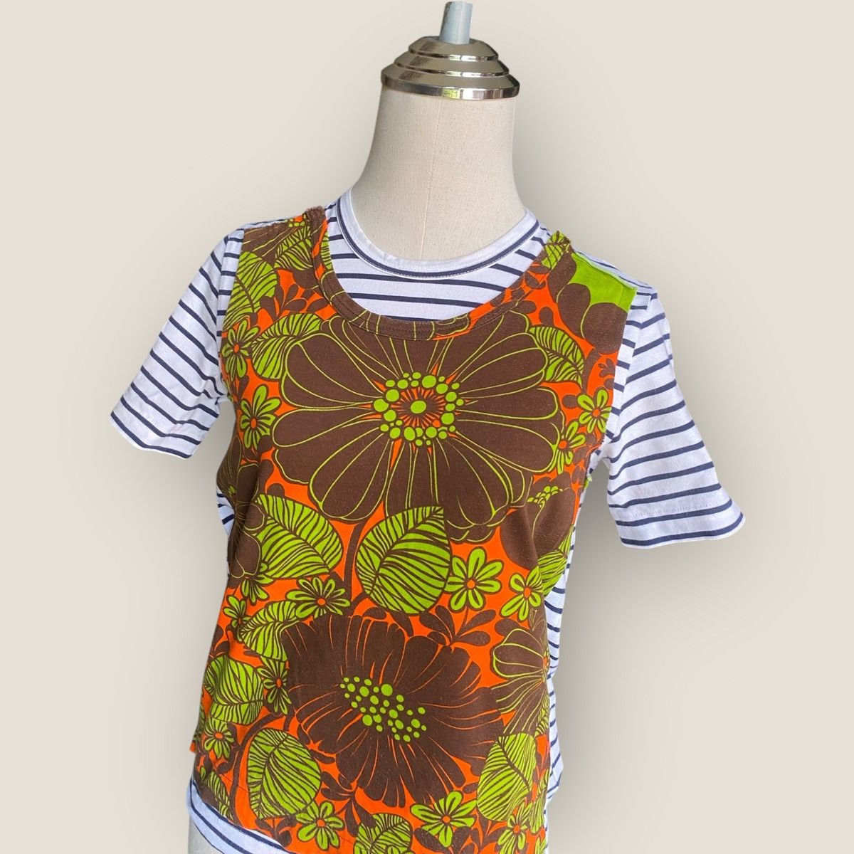 Comme des Garcons SS2004 Floral Panel Stripes T Shirt Size M / US 6-8 / IT 42-44 - 2 Thumbnail
