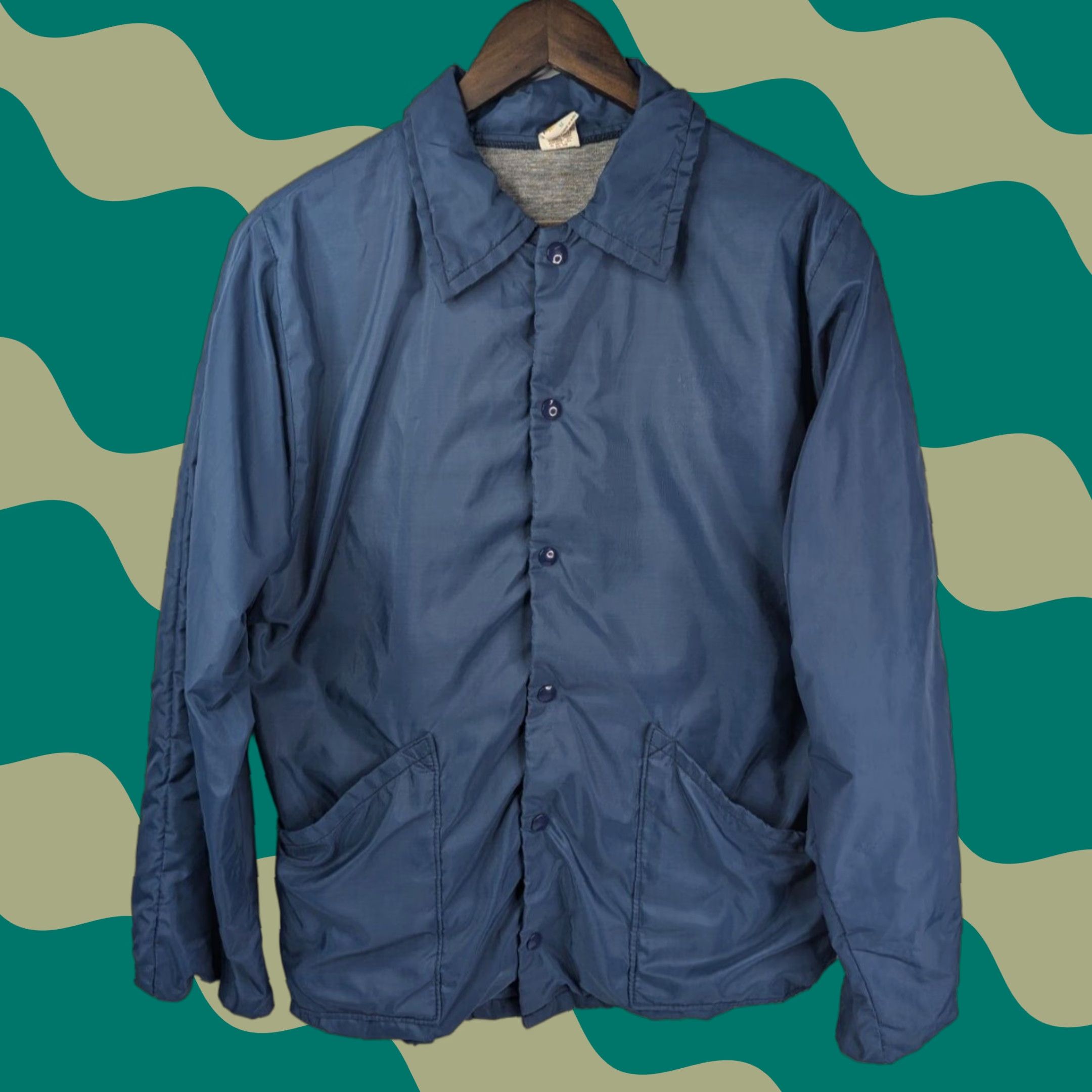 Russell Athletic VINTAGE Russell Athletic Nylon Jacket Medium Blue Windbreaker Snap Button Mens Size US M / EU 48-50 / 2 - 1 Thumbnail