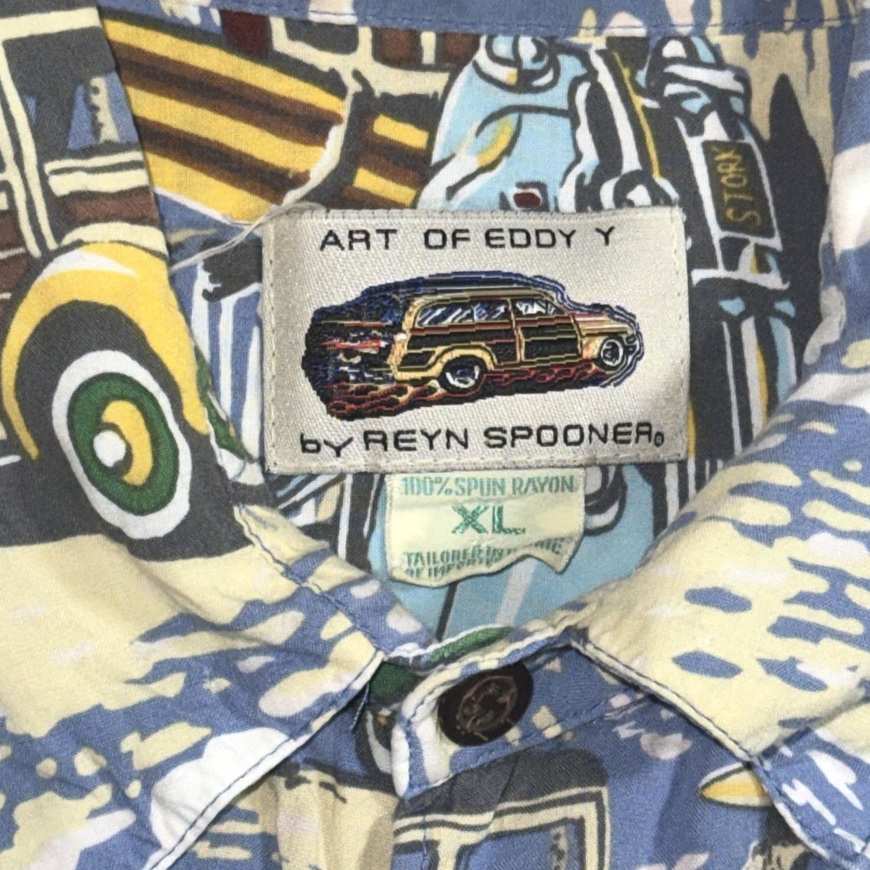 Reyn Spooner VINTAGE Reyn Spooner Shirt Mens XL Blue Art Of Eddy Y Surf Woody Hawaiian 90s Size US XL / EU 56 / 4 - 7 Thumbnail