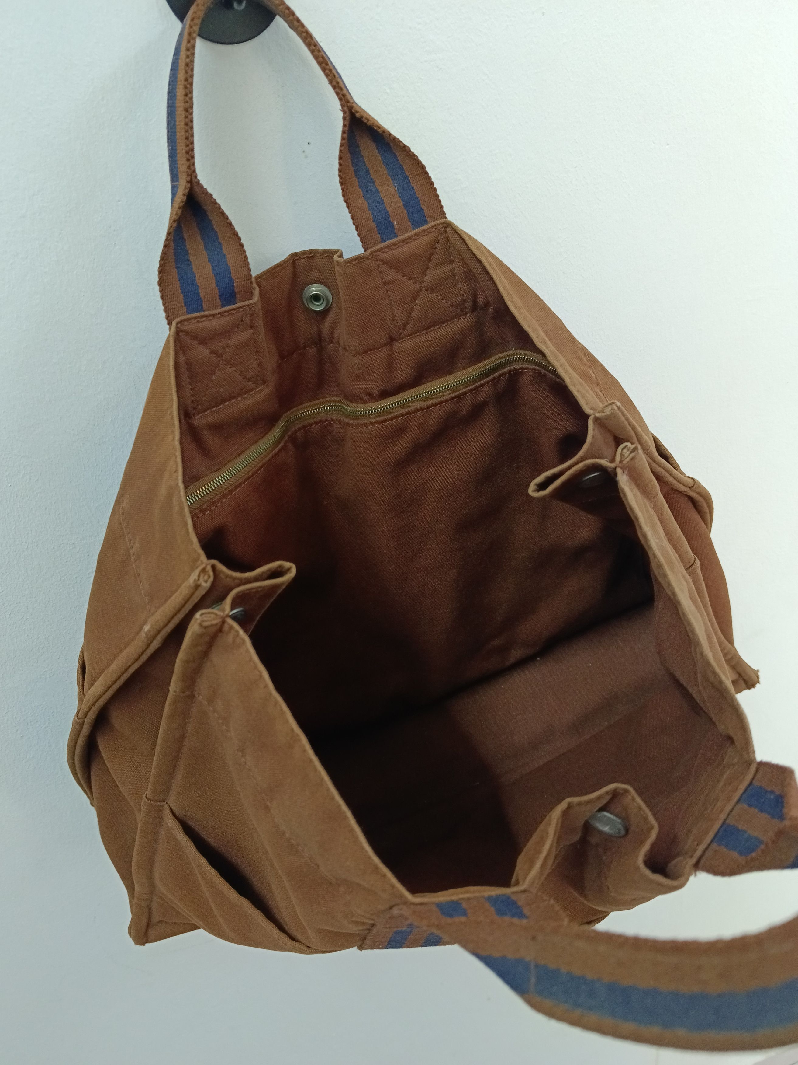 Hermes Vintage Hermès Fourre Tout MM Canvas Tote Bag Brown/Navy Size ONE SIZE - 7 Thumbnail