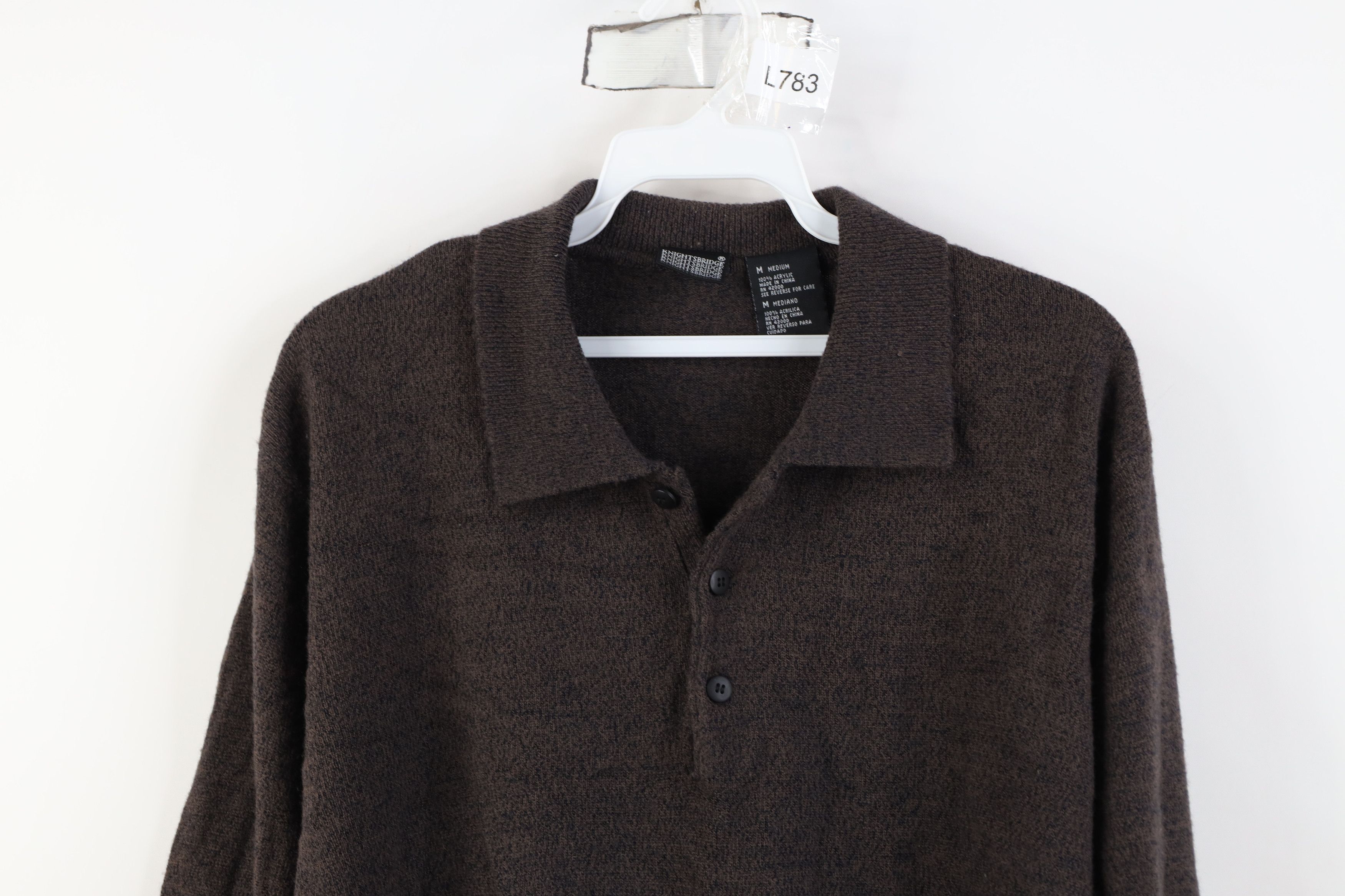 Vintage Vintage 90s Streetwear Collared Pullover Sweater Brown Size US M / EU 48-50 / 2 - 2 Thumbnail