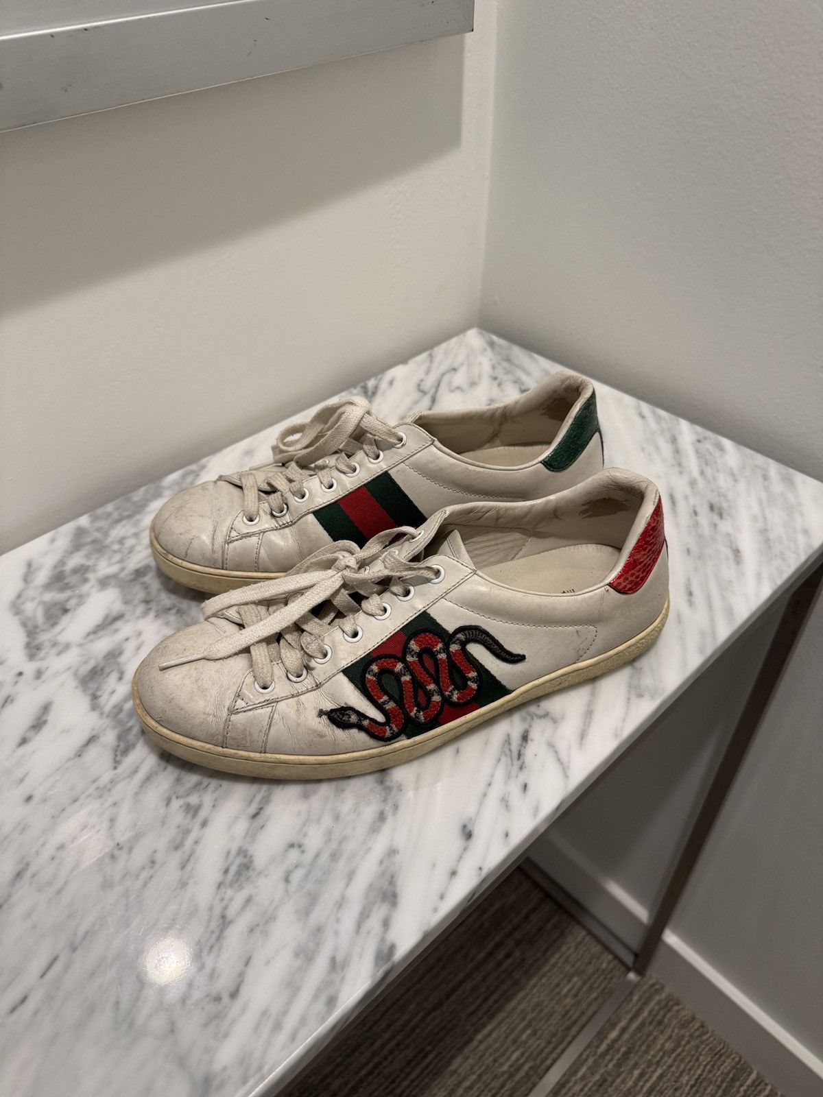 Gucci Gucci Ace Snake Sneakers Size 7 Fits 8 Size US 8 / EU 41 - 1 Thumbnail
