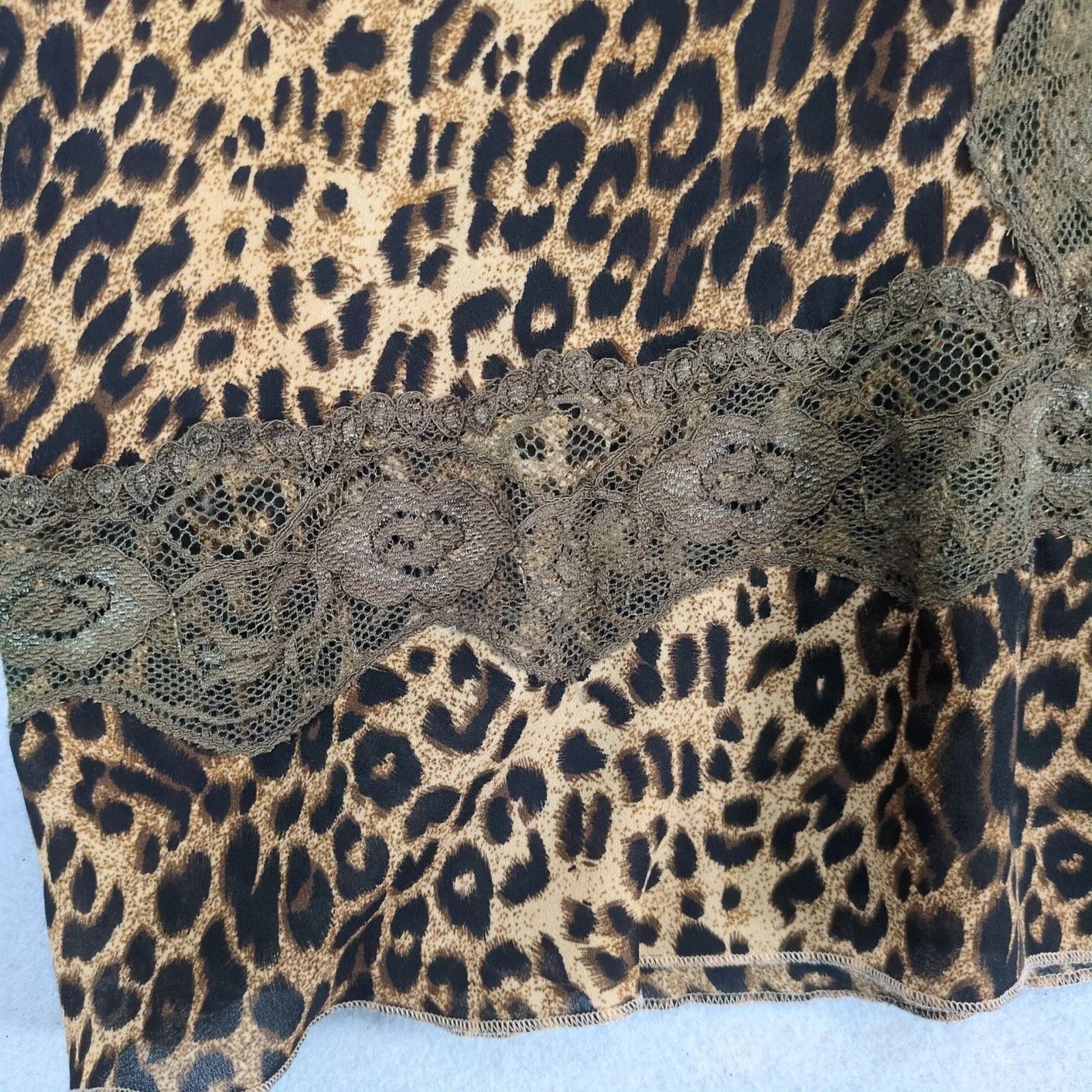Other Signature Robbie Bee Leopard Print & Lace Chiffon Blouse Top Size XXL / US 16-18 / IT 52-54 - 10 Thumbnail