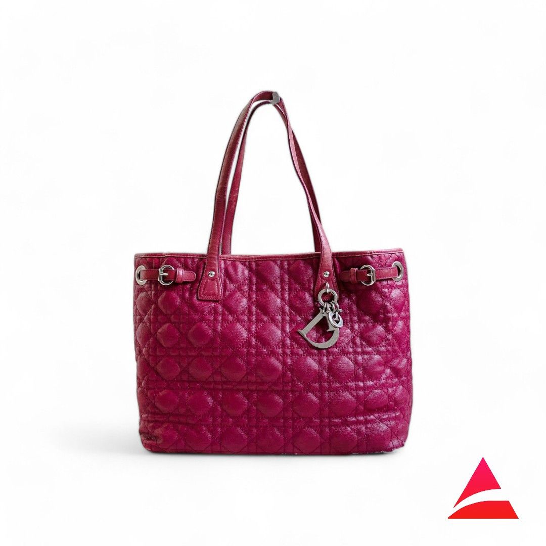 Dior Dior - Cannage Pink Leather Handbag Tote Metal Logo Size ONE SIZE - 1 Thumbnail