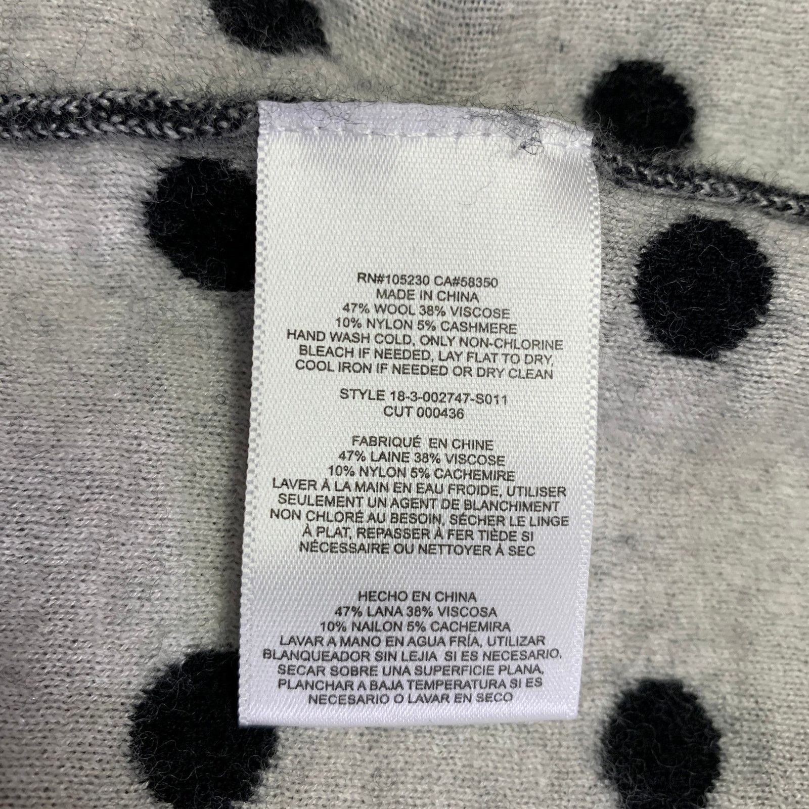 Equipment L Black White Wool Blend Polka Dot Crew Neck Pullover Size L / US 10 / IT 46 - 5 Thumbnail