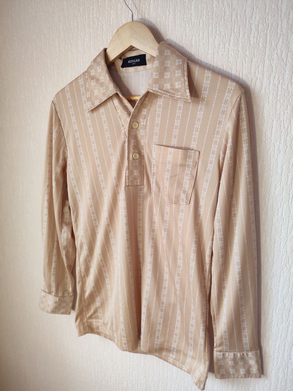 Japanese Brand Vintage Kosugi Beige Patterned Shirt (Japan)Men’s M / Unisex Size US S / EU 44-46 / 1 - 4 Thumbnail