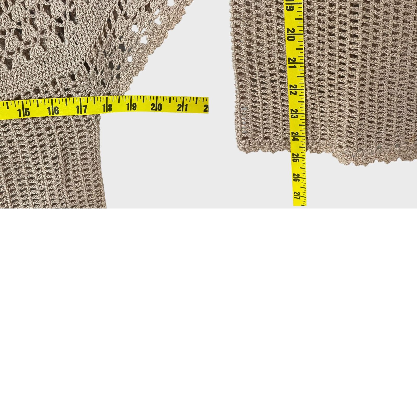 Vintage VINTAGE Flair Boho Crochet Knit V-Neck Blouse Womens Medium Short Sleeve Top Tan Beige Cotton Size M / US 6-8 / IT 42-44 - 8 Thumbnail