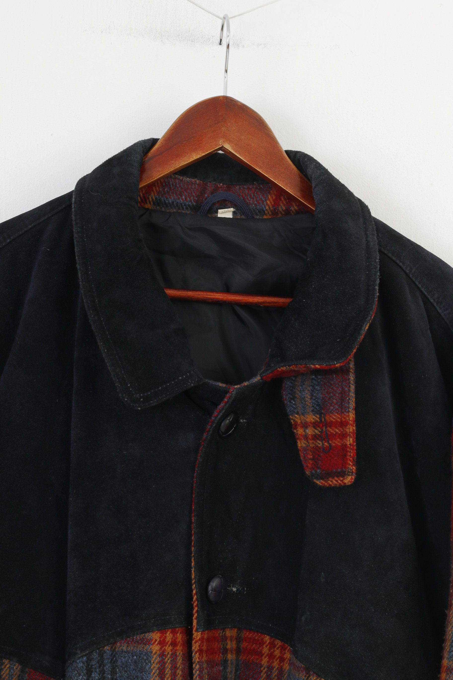 Vintage Vintage Men L Jacket Wool Checkered Navy Blue Bottoms 1479 Size US L / EU 52-54 / 3 - 3 Thumbnail