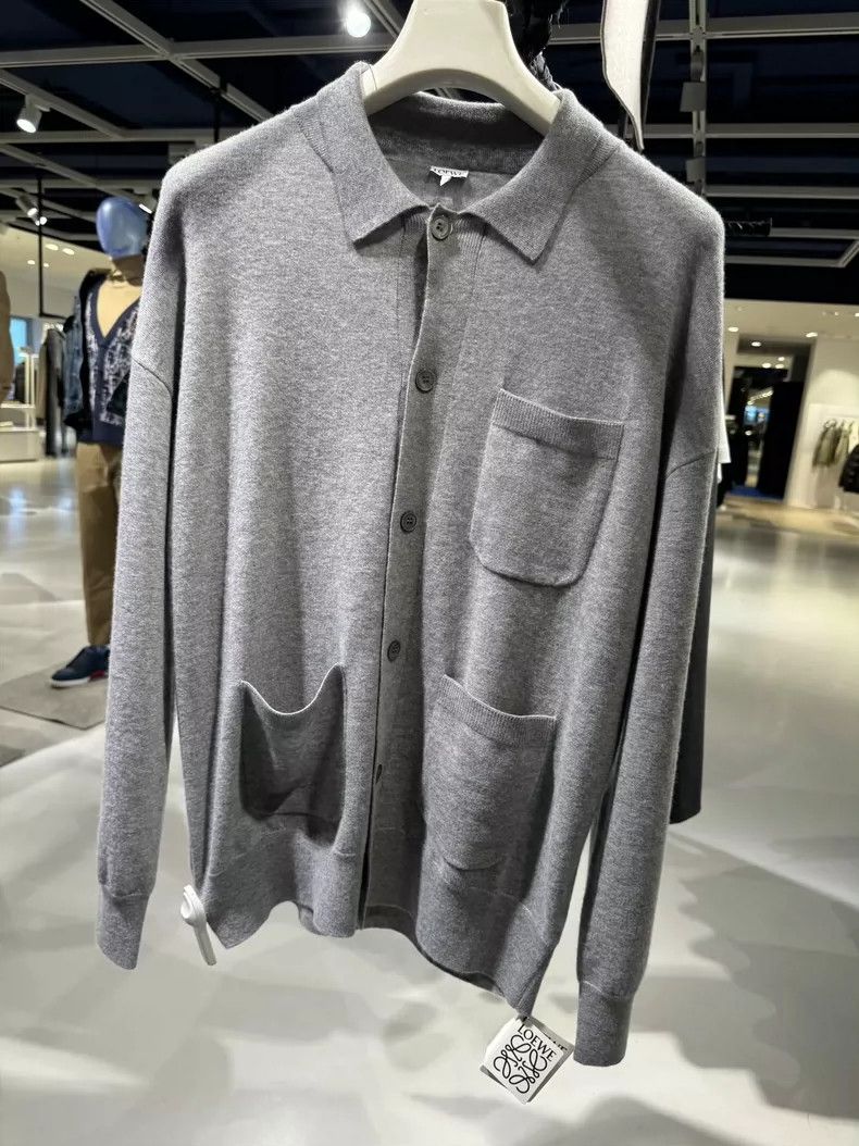 Loewe Loewe Men's Gray Wool Long Sleeve Cardigan - dmc Size US S / EU 44-46 / 1 - 1 Thumbnail