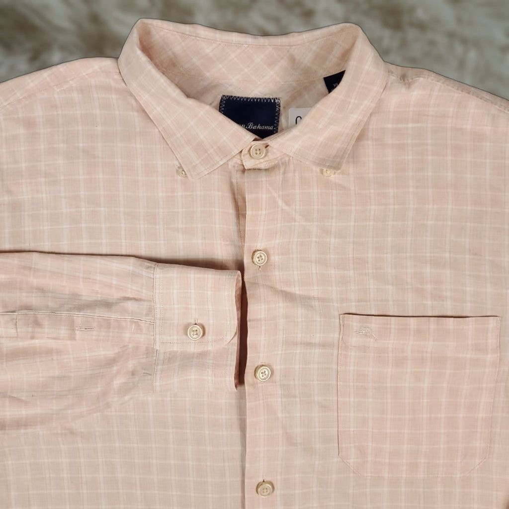 Tommy Bahama Tommy Bahama Shirt Button-Up Plaid Orange Long Sleeve Mens XL Cotton Casual Modern Preppy Classic Colorful Size US XL / EU 56 / 4 - 1 Thumbnail